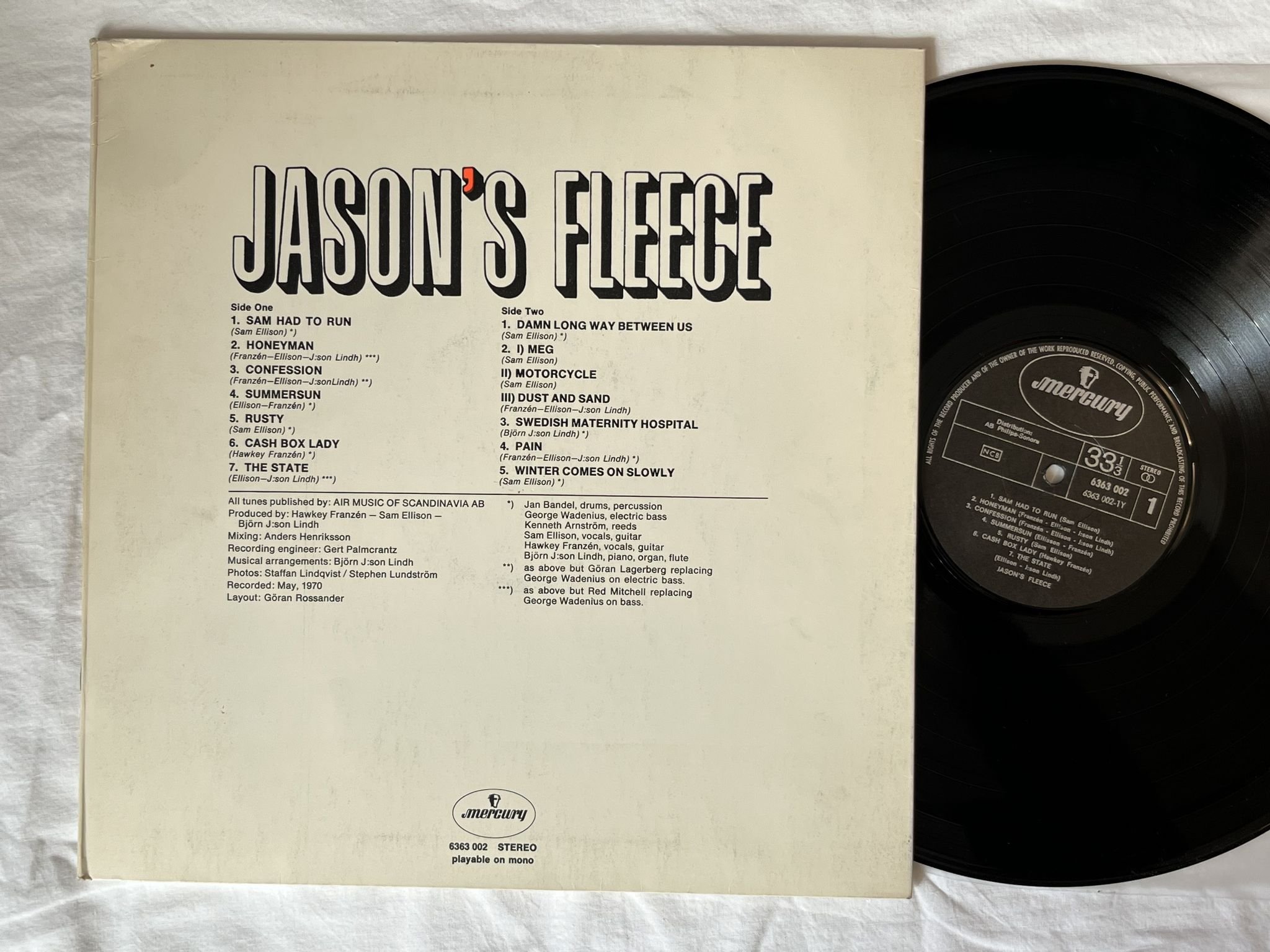 Omslagsbild för skivan JASONS FLEECE s/t LP -70 Swe MERCURY 6363002