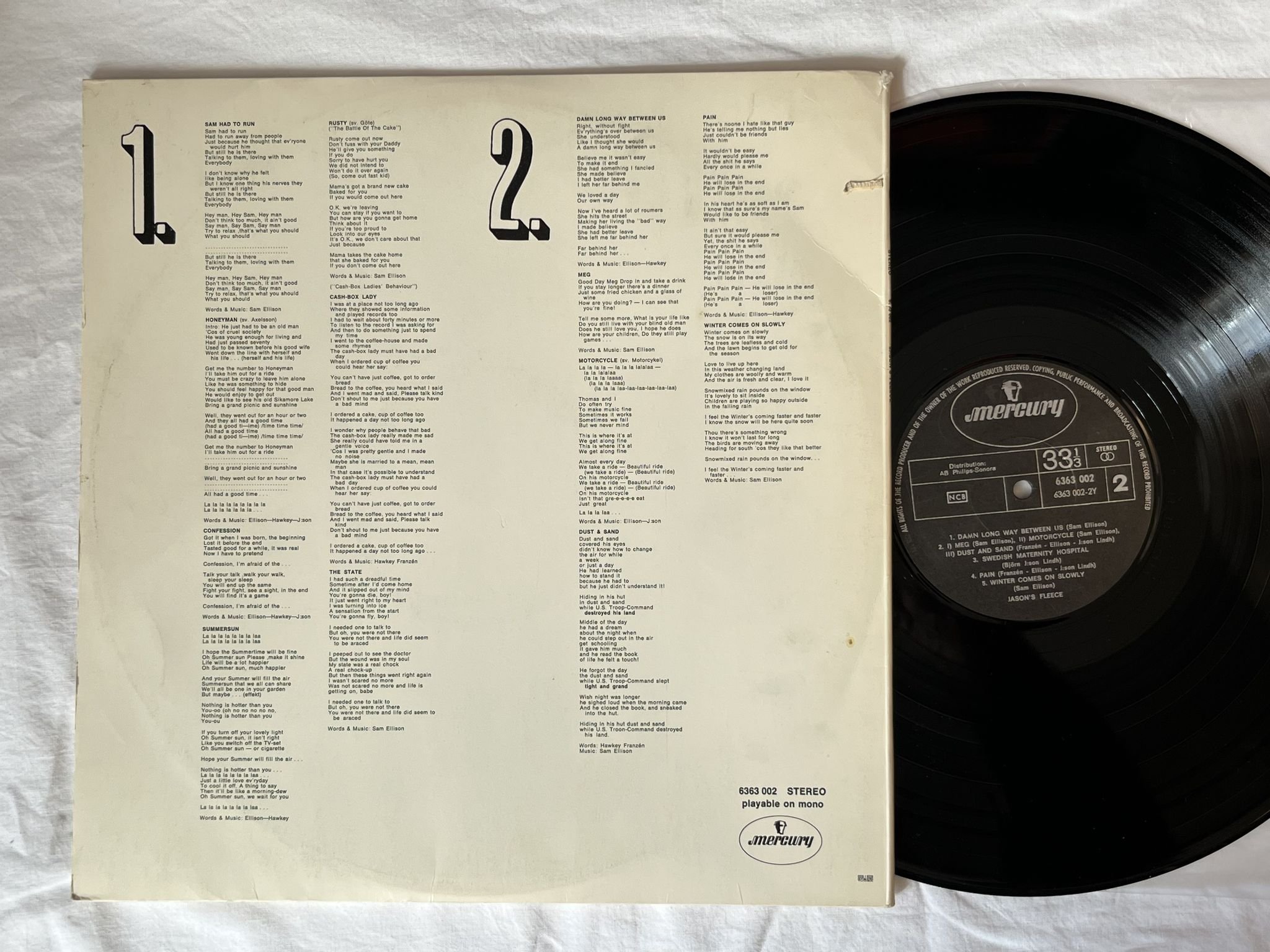 Omslagsbild för skivan JASONS FLEECE s/t LP -70 Swe MERCURY 6363002