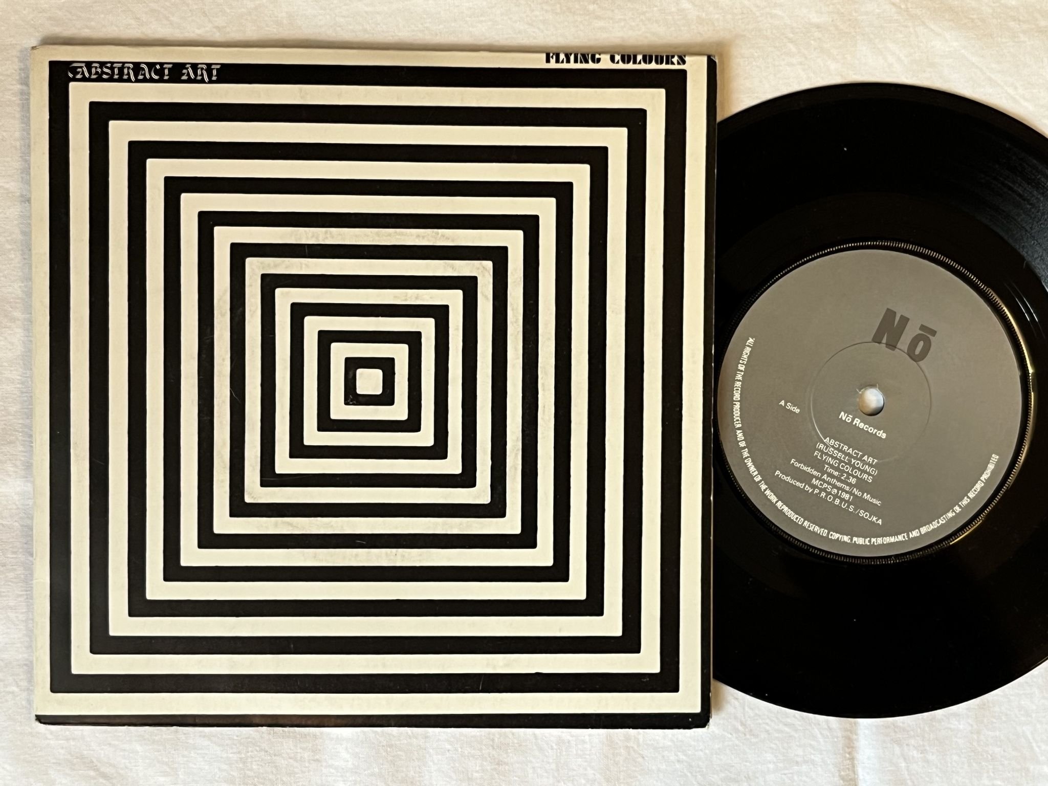 Omslagsbild för skivan ABSTRACT ART flying colours 7" -81 UK * NO RECORDS NO1 *** POWER POP ***