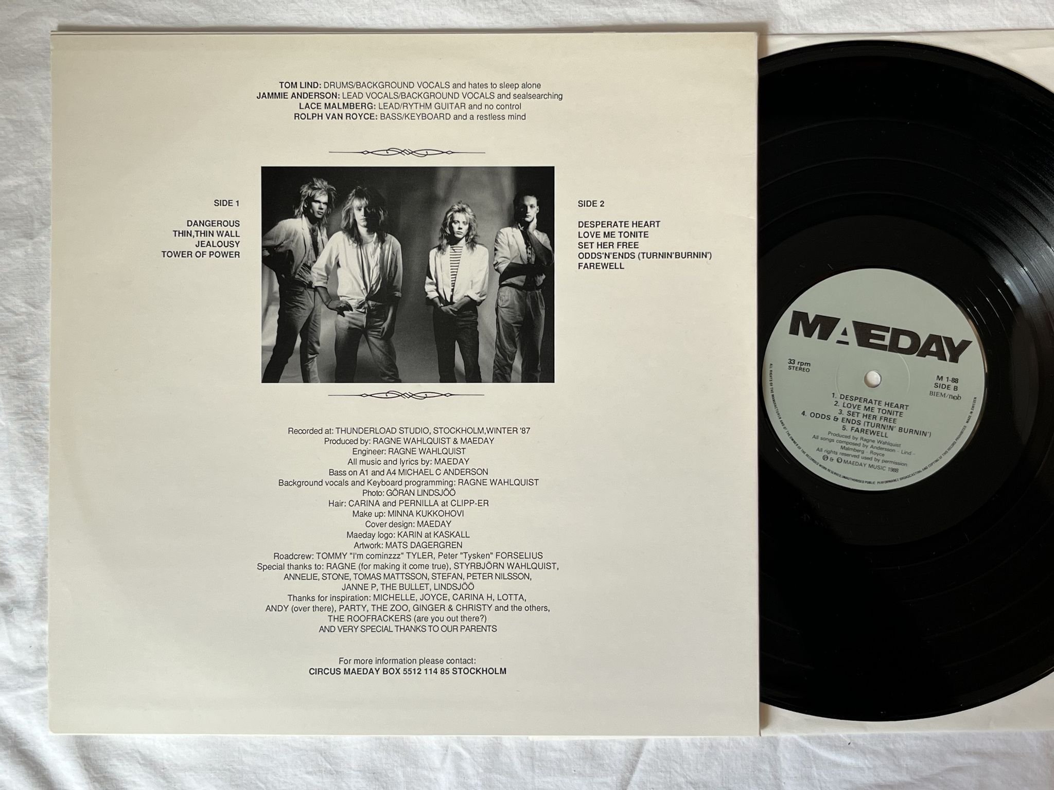 Omslagsbild för skivan MAEDAY s/t LP -88 MAEDAY MUSIC M 1-88 *** RARE SWEDISH AOR ***