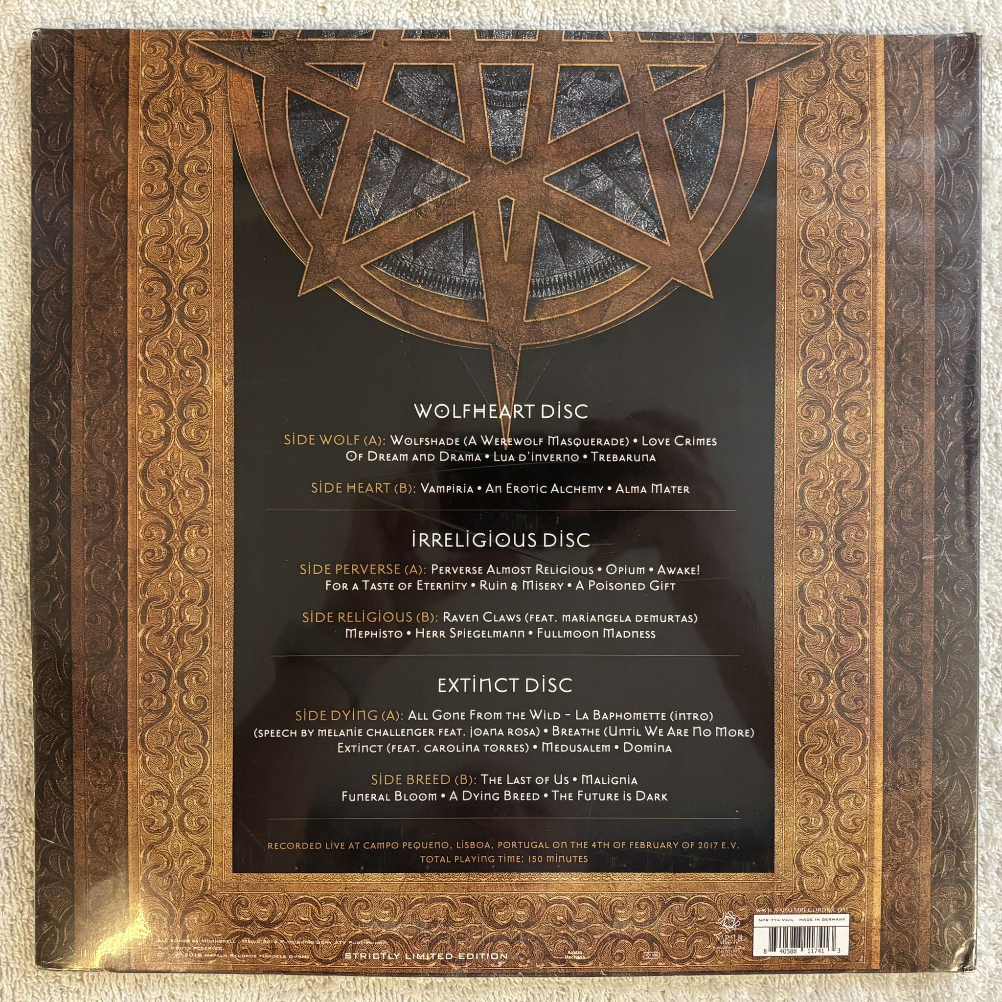 Omslagsbild för skivan MOONSPELL Lisboa Under The Spell LPx3 -2018 Napalm Records NPR 774 VINYL