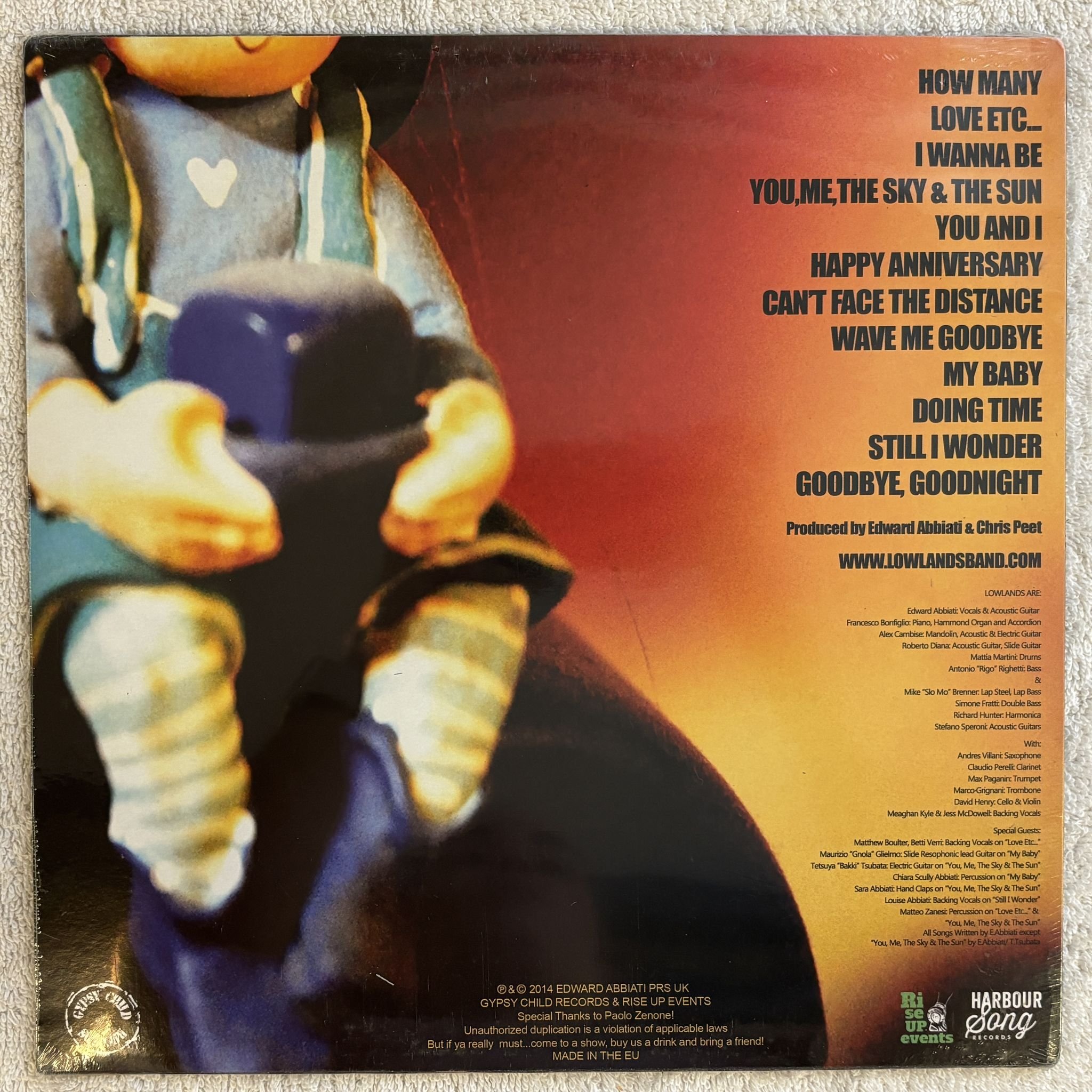 Omslagsbild för skivan LOWLANDS love etc... LP -2014 Edward Abbiati Gypsy Child Records – PRSUK