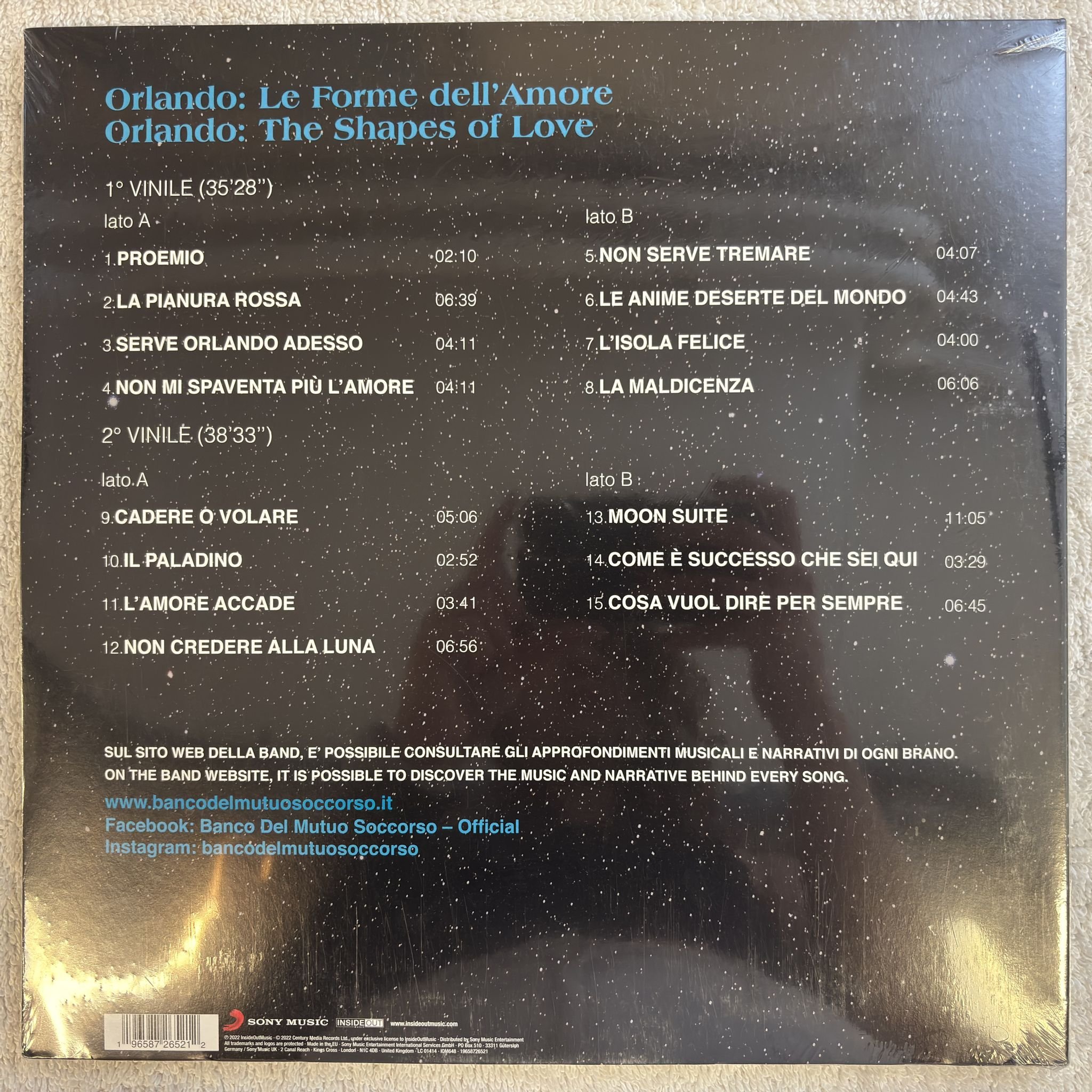 Omslagsbild för skivan BANCO DEL MUTUO SOCCORSO Orlando: Le Forme.. 2xLP -2022 Sony Music – 19658726521