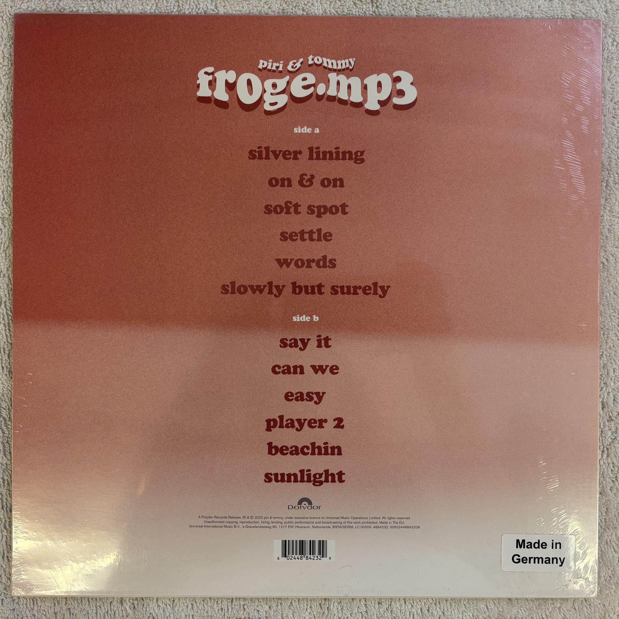 Omslagsbild för skivan PIRI & TOMMY froge.mp3 LP - 2023 4884232