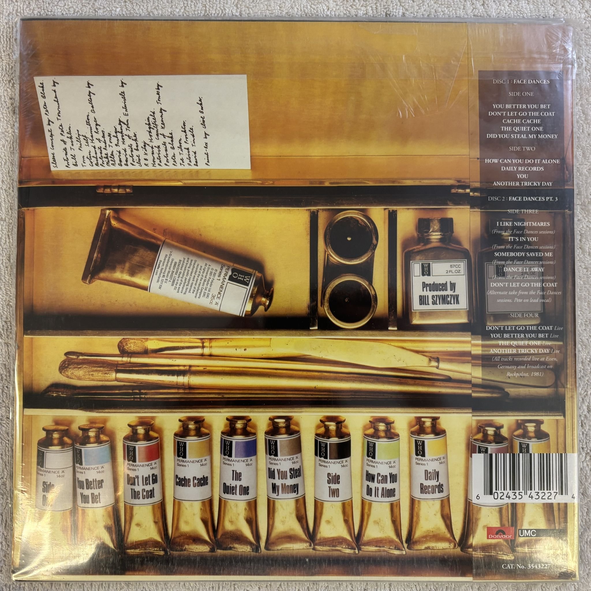 Omslagsbild för skivan THE WHO face dances LP - 2021 POLYDOR 3543227