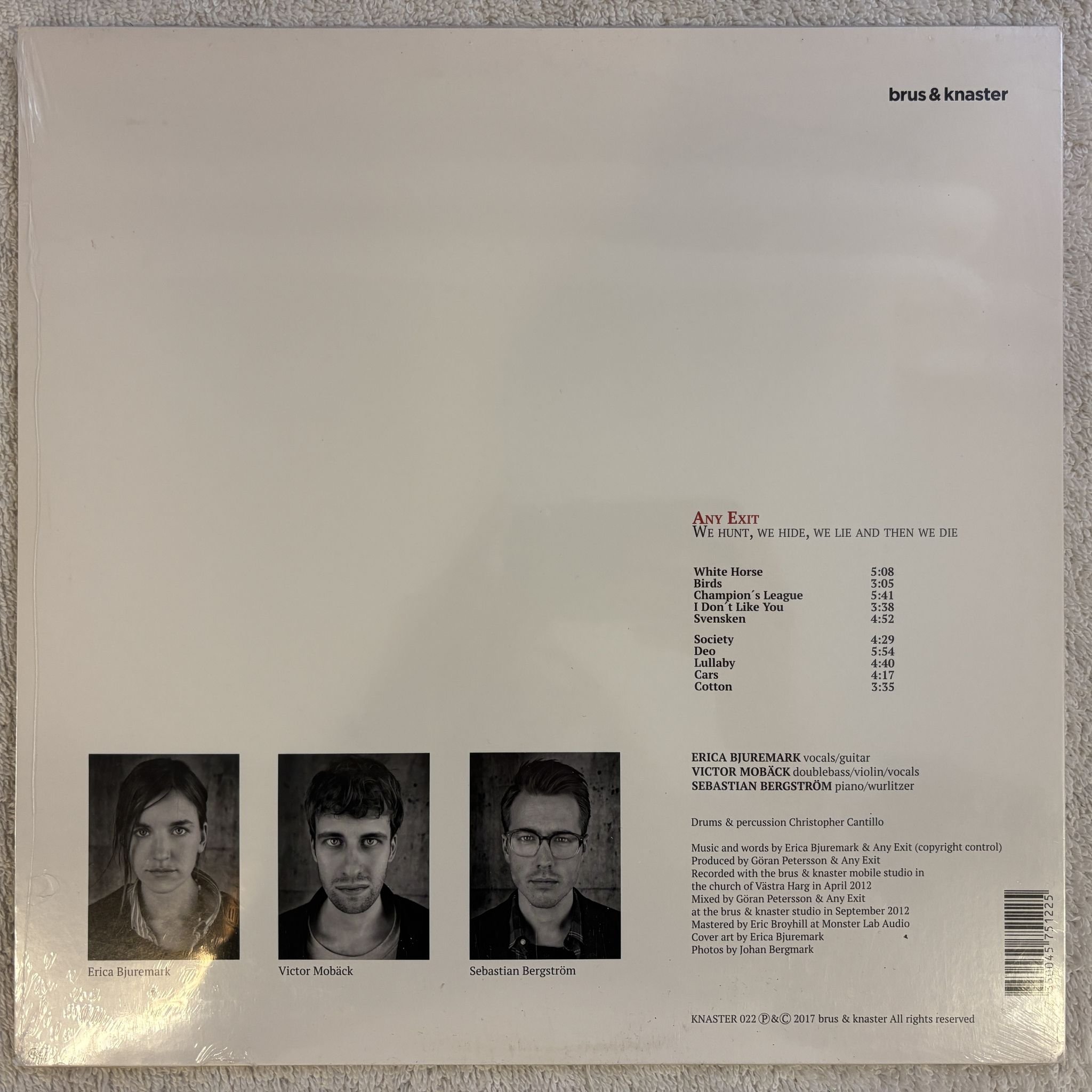 Omslagsbild för skivan ANY EXIT we hunt, we hide, we lie and then.. LP-2017 Brus & Knaster KNASTER 022