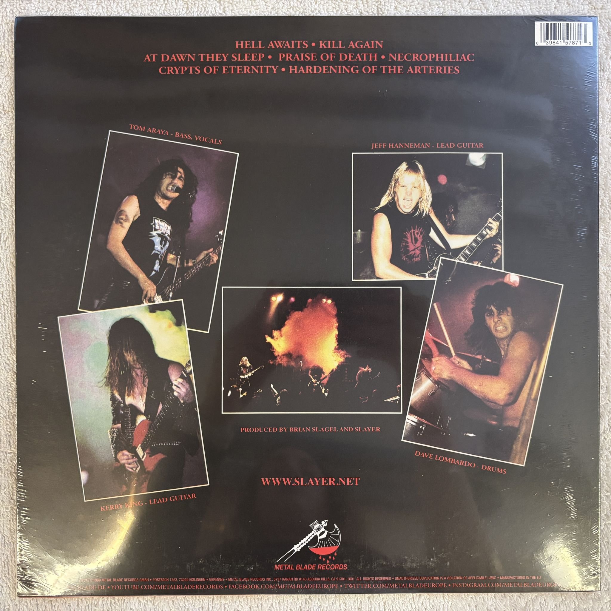 Omslagsbild för skivan SLAYER Hell Awaits LP- 2021 Metal Blade Records – 3984-15787-1