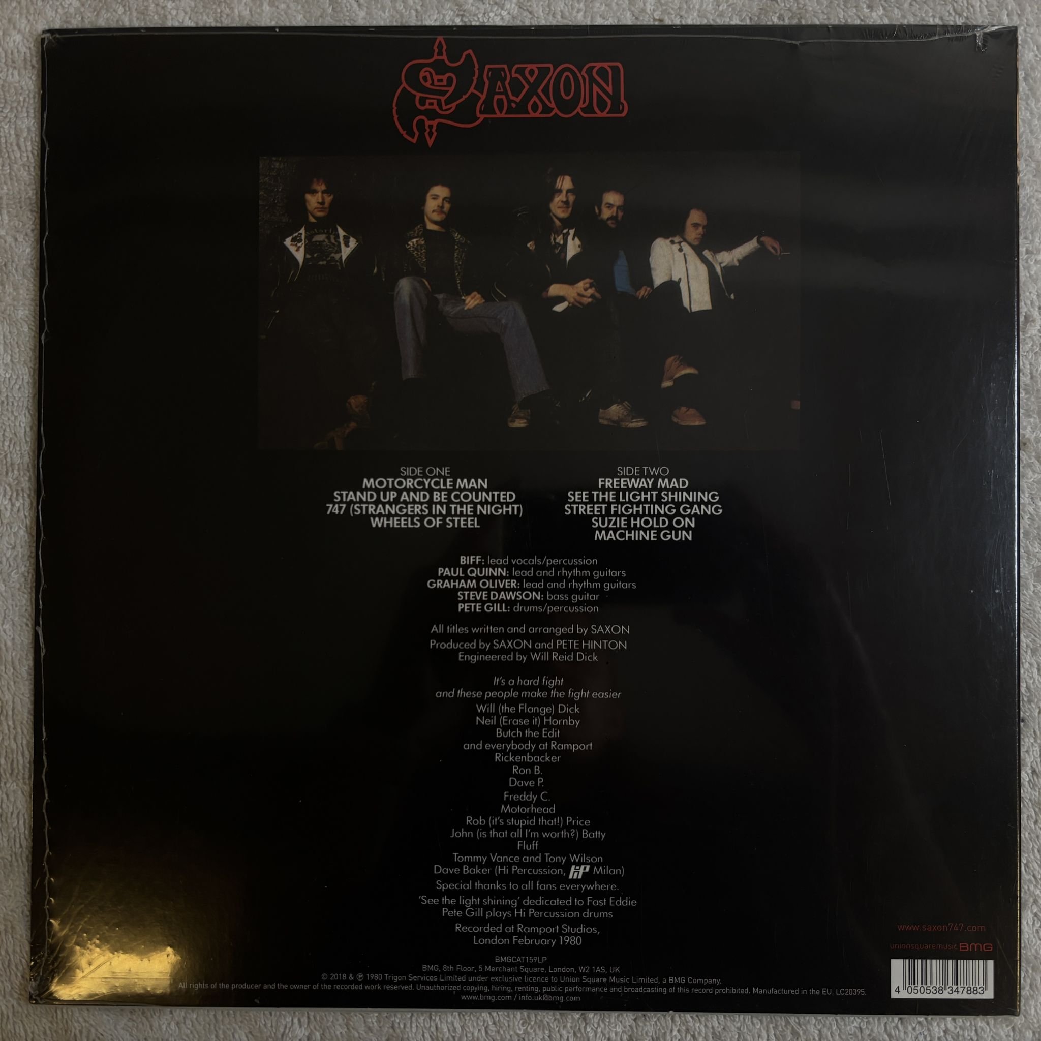 Omslagsbild för skivan SAXON Wheels Of Steel LP- 2018 BMG BMGCAT159LP