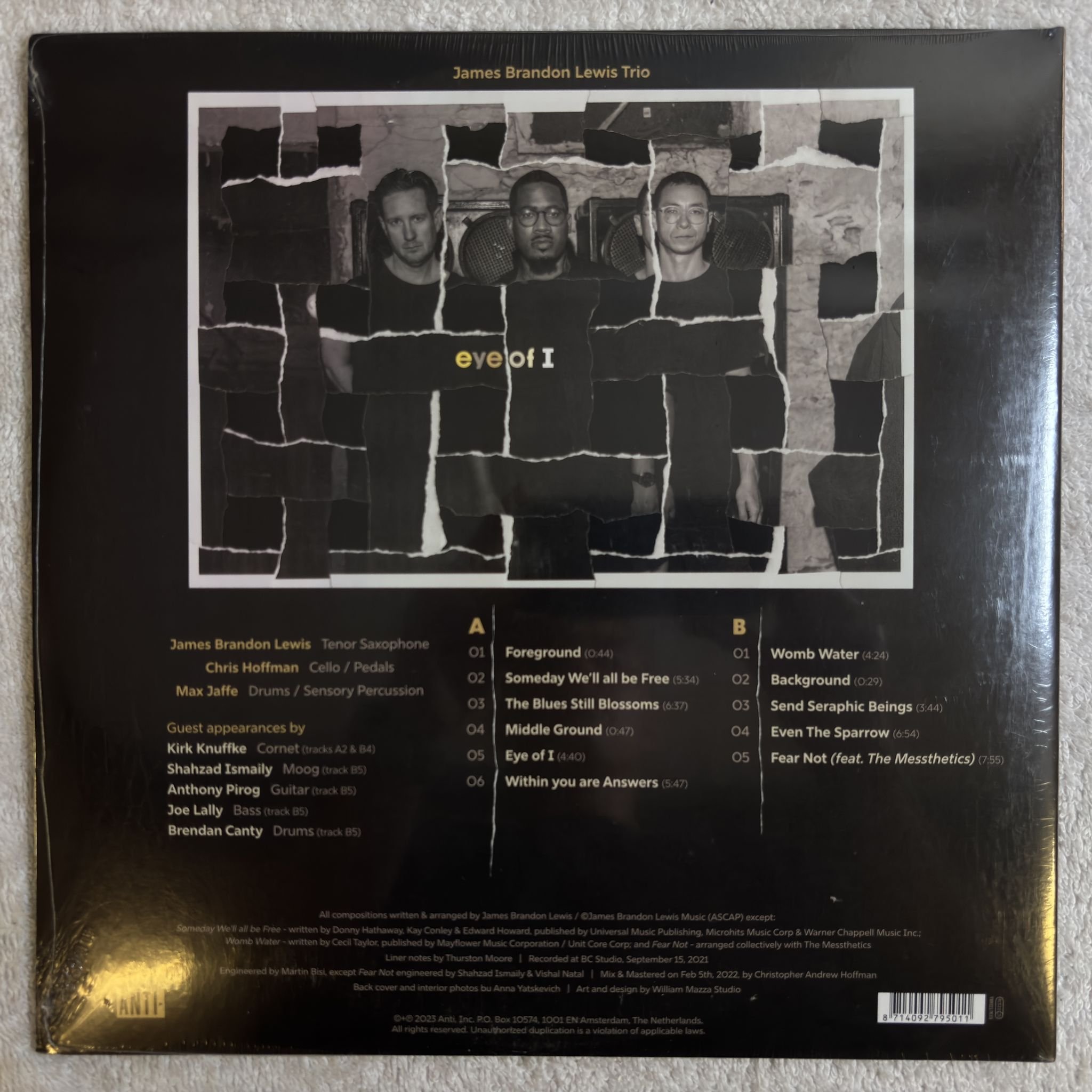 Omslagsbild för skivan JAMES BRANDON LEWIS TRIO Eye Of I LP- 2023 Anti 7950-1
