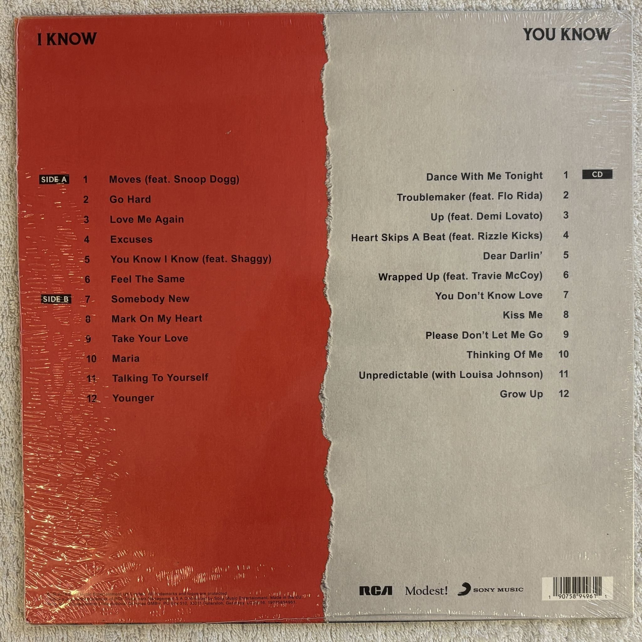 Omslagsbild för skivan OLLY MURS you know I know LP -2018 RCA – 19075894961