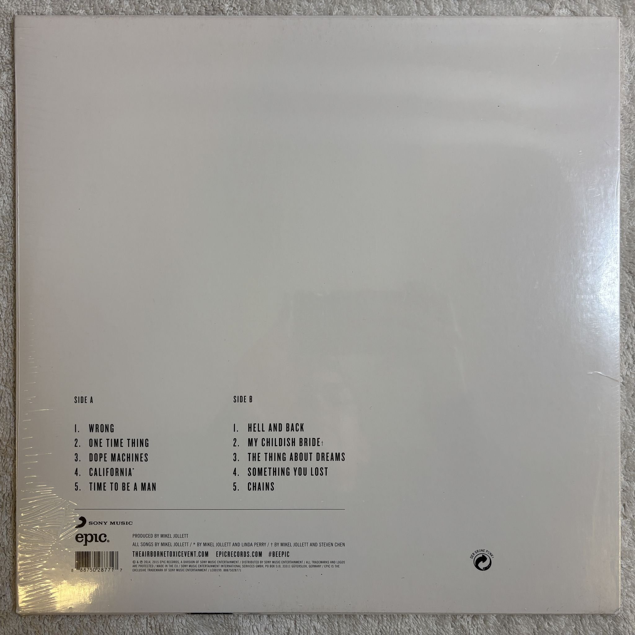 Omslagsbild för skivan THE AIRBORNE TOXIC EVENT Dope Machines LP- 2015 Epic Records Group 8887502877