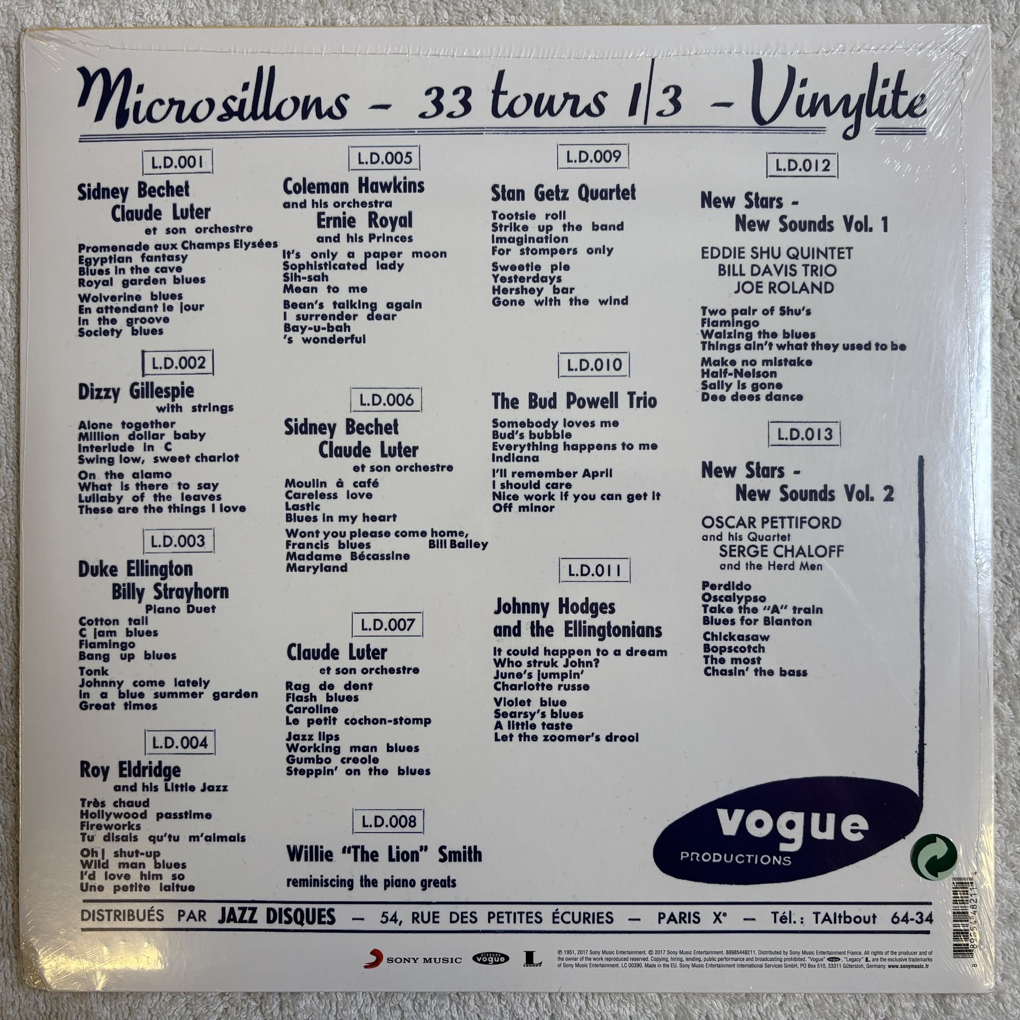 Omslagsbild för skivan THE STAN GETZ QUARTET the stan getz.. LP- 2017 Sony Music – 88985448211