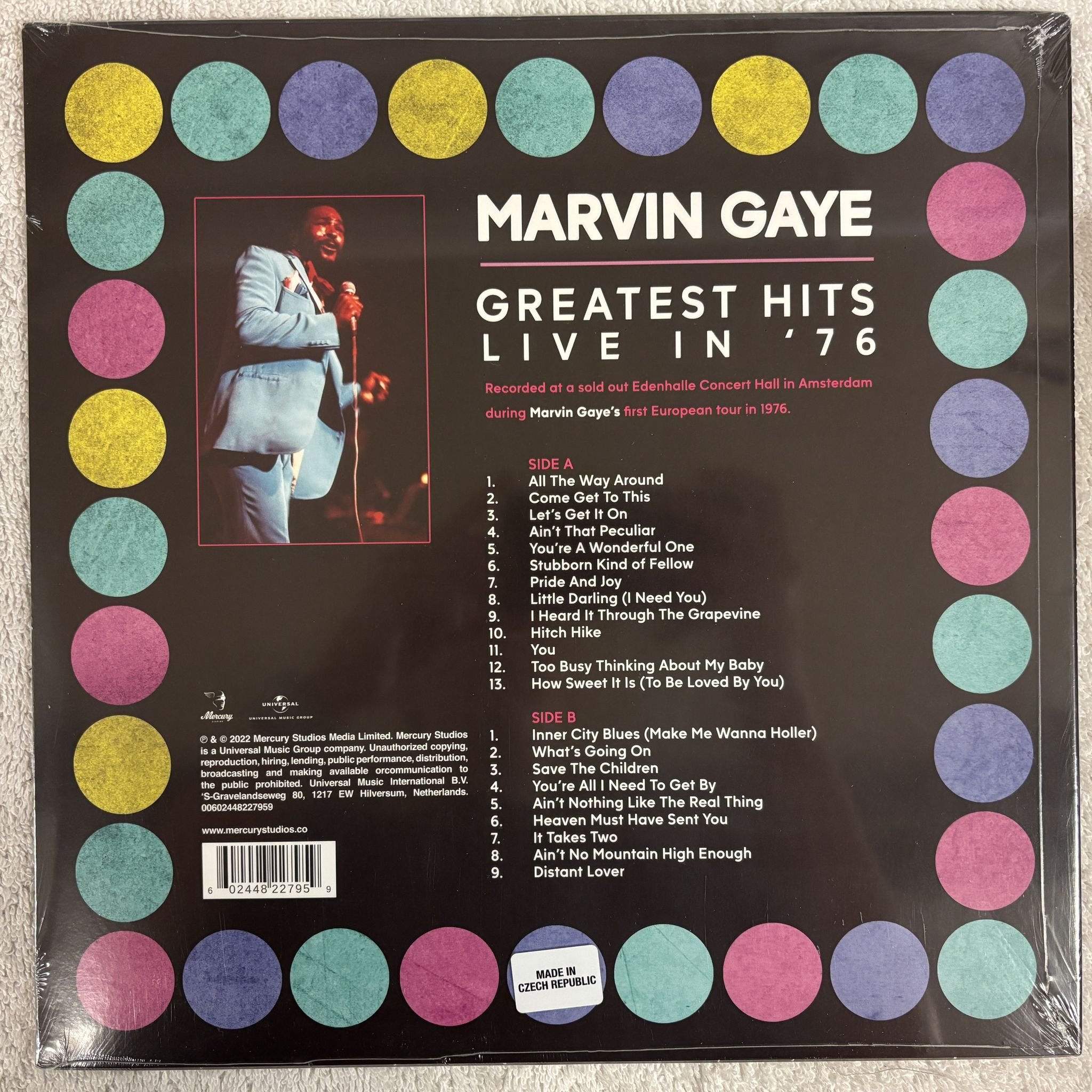 Omslagsbild för skivan MARVIN GAYE Greatest Hits Live In ´76 LP- 2022 00602448227959