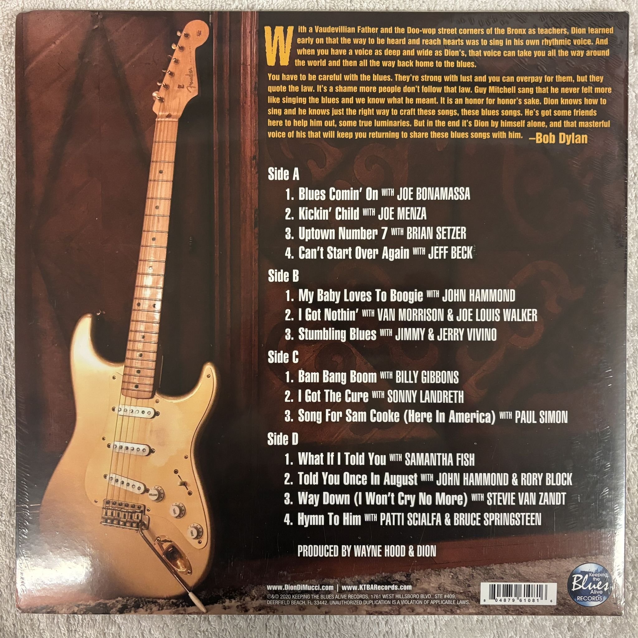 Omslagsbild för skivan DION Blues With Friends 2xLP- 2020 Keeping The Blues Alive Records KTBA61081