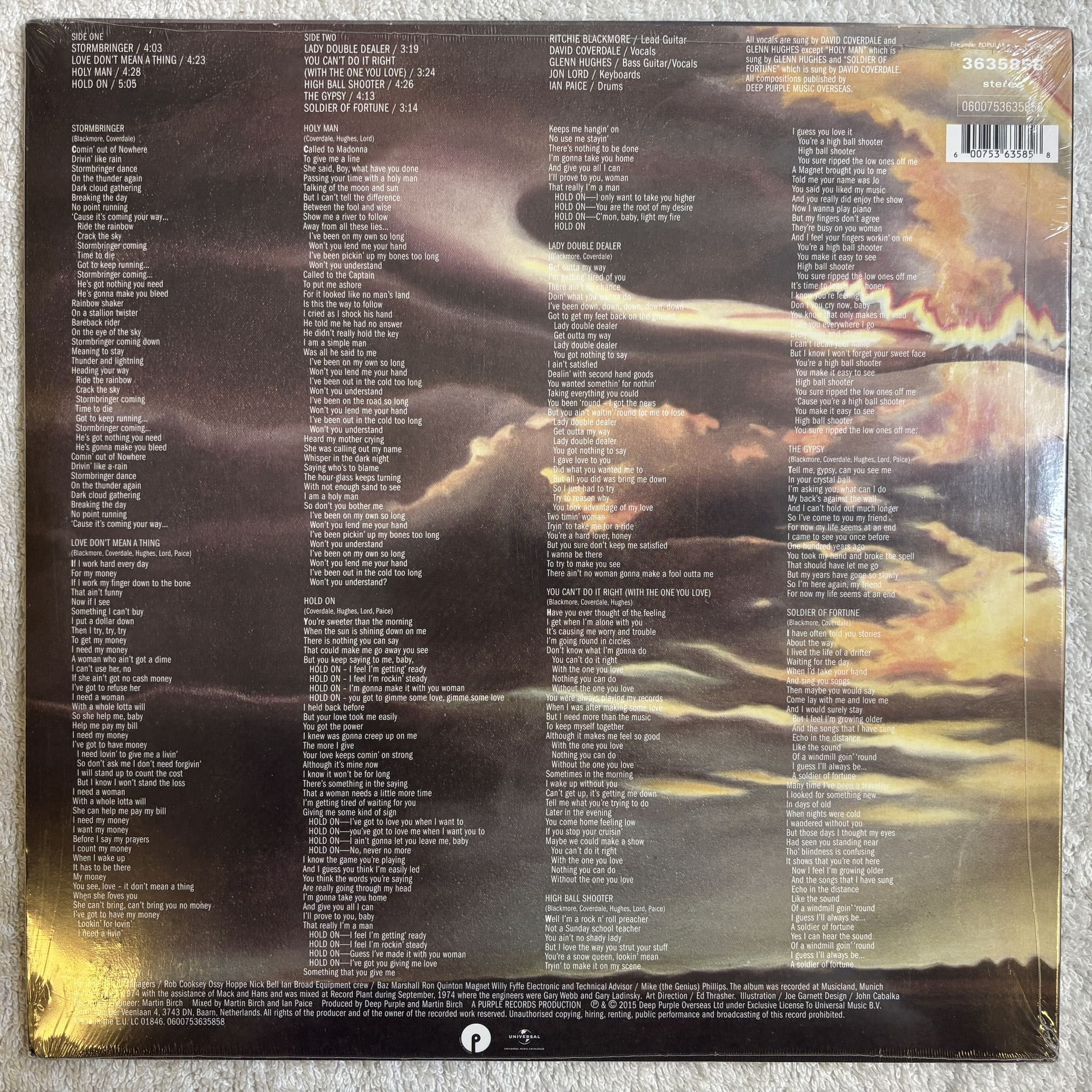 Omslagsbild för skivan DEEP PURPLE Stormbringer LP- 2016 Purple Records 3635858