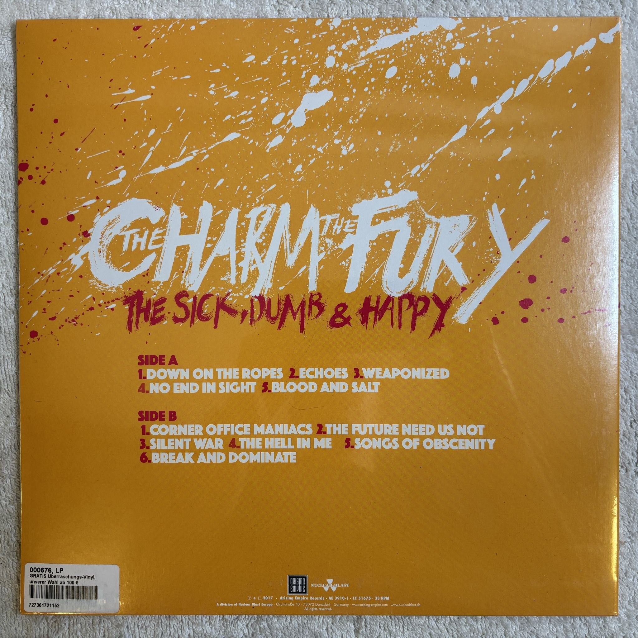 Omslagsbild för skivan THE CHARM THE FURY - The Sick, Dumb & Happy LP- 2017 Arising Empire LC 51675