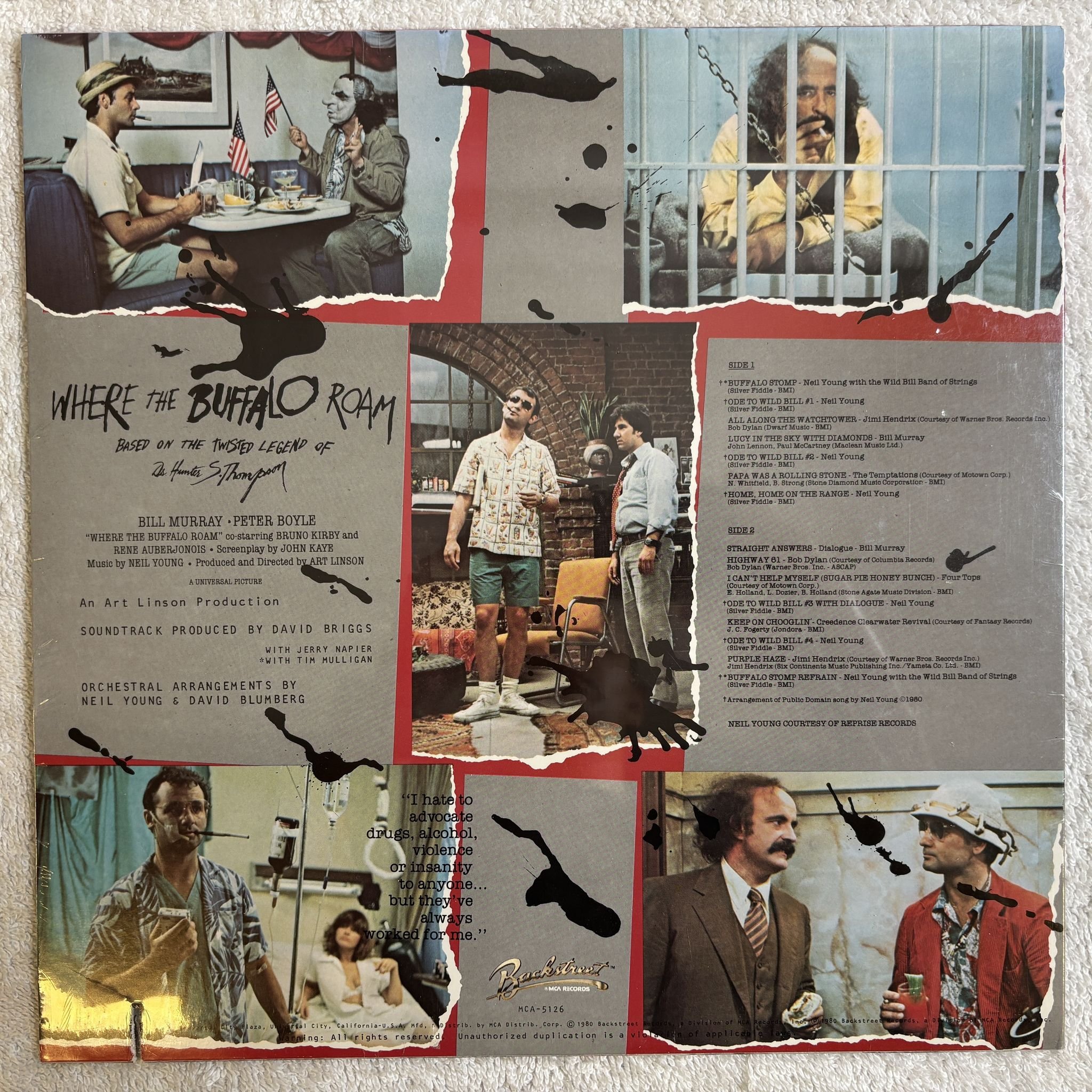 Omslagsbild för skivan VARIOUS Where The Buffalo Roam (The Original Movie Sou..) LP -1980 MCA Records