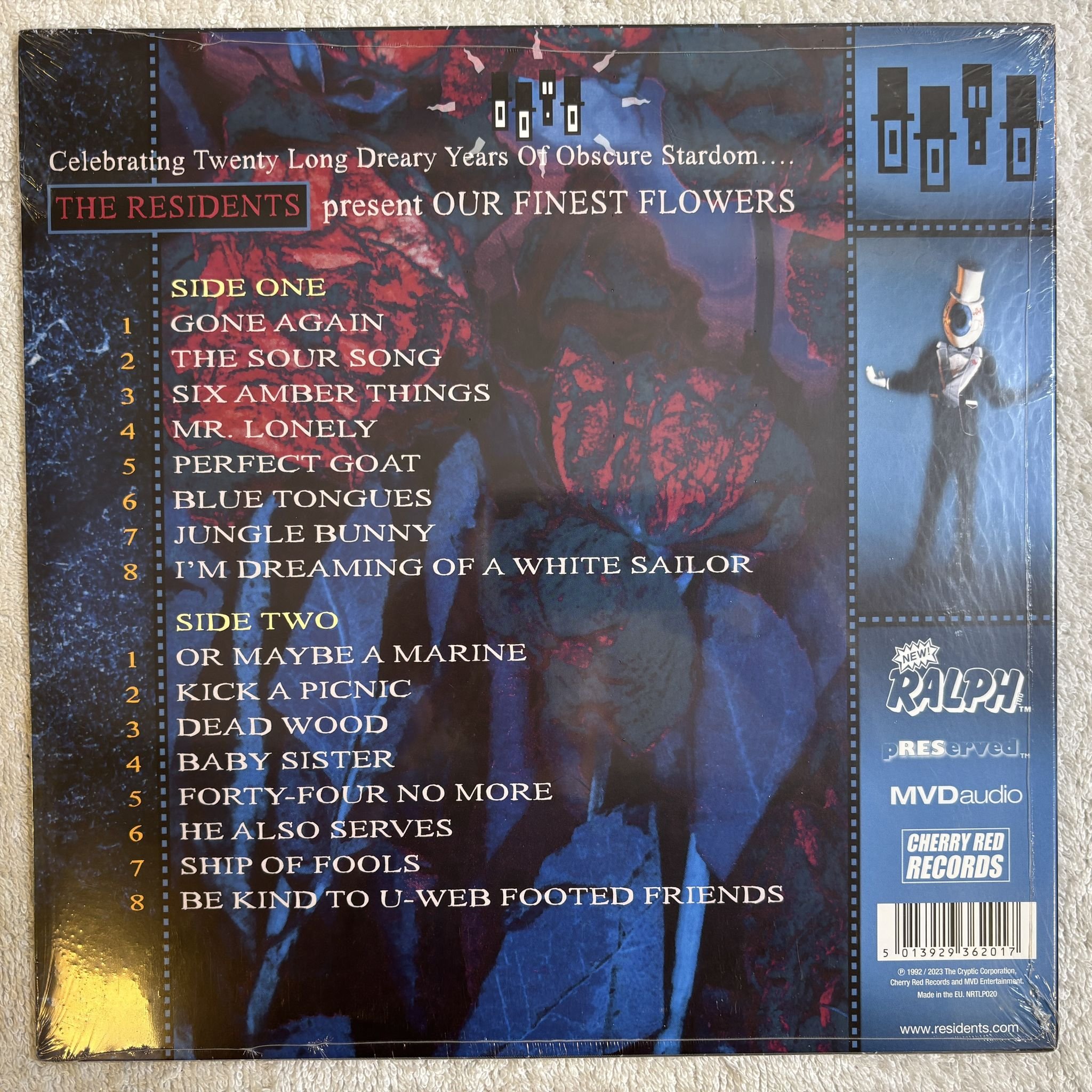 Omslagsbild för skivan THE RESIDENTS Our Finest Flowers LP- 2023 Cherry Red – NRTLP020