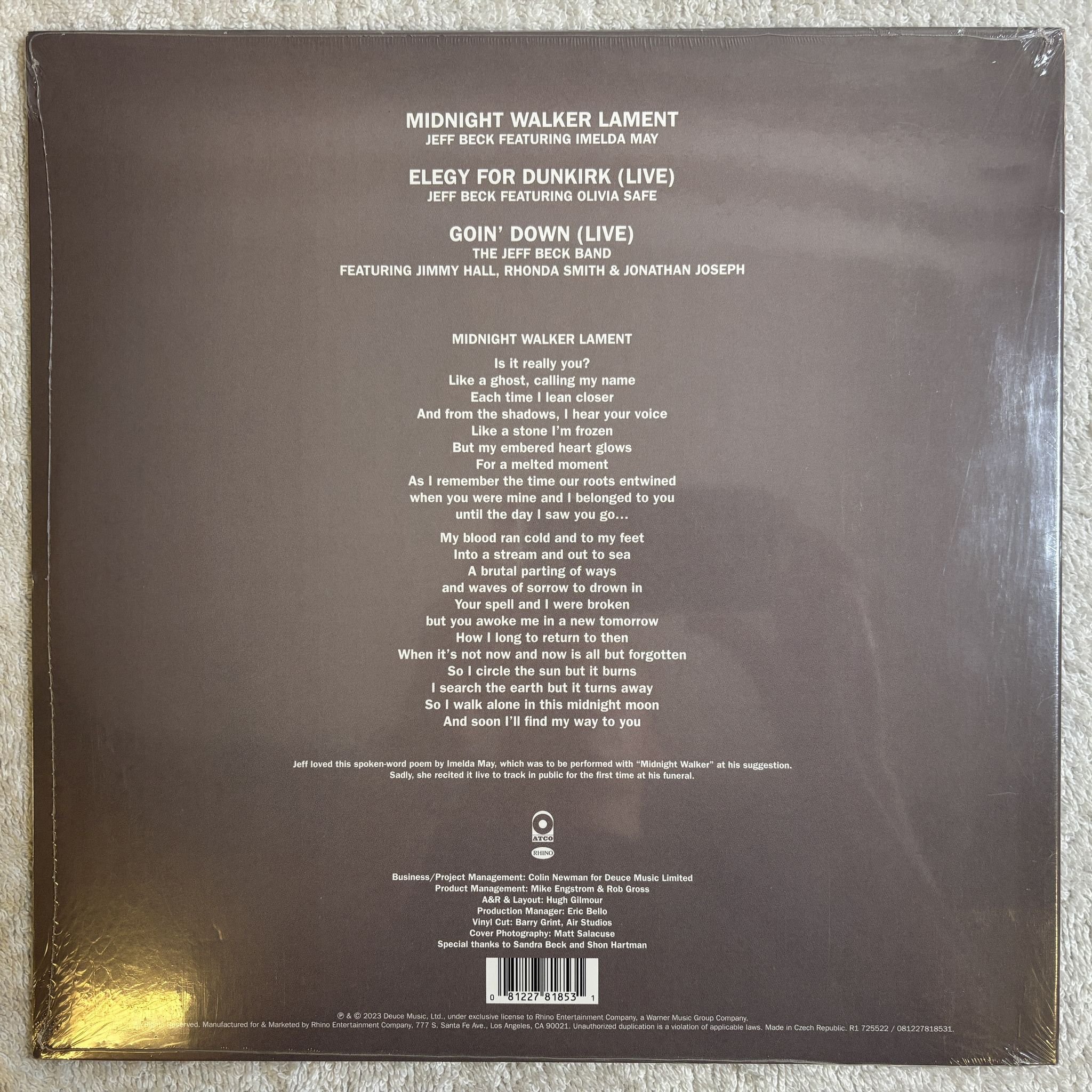 Omslagsbild för skivan JEFF BUCK Tribute LP -2023 ATCO Records – R1 725522