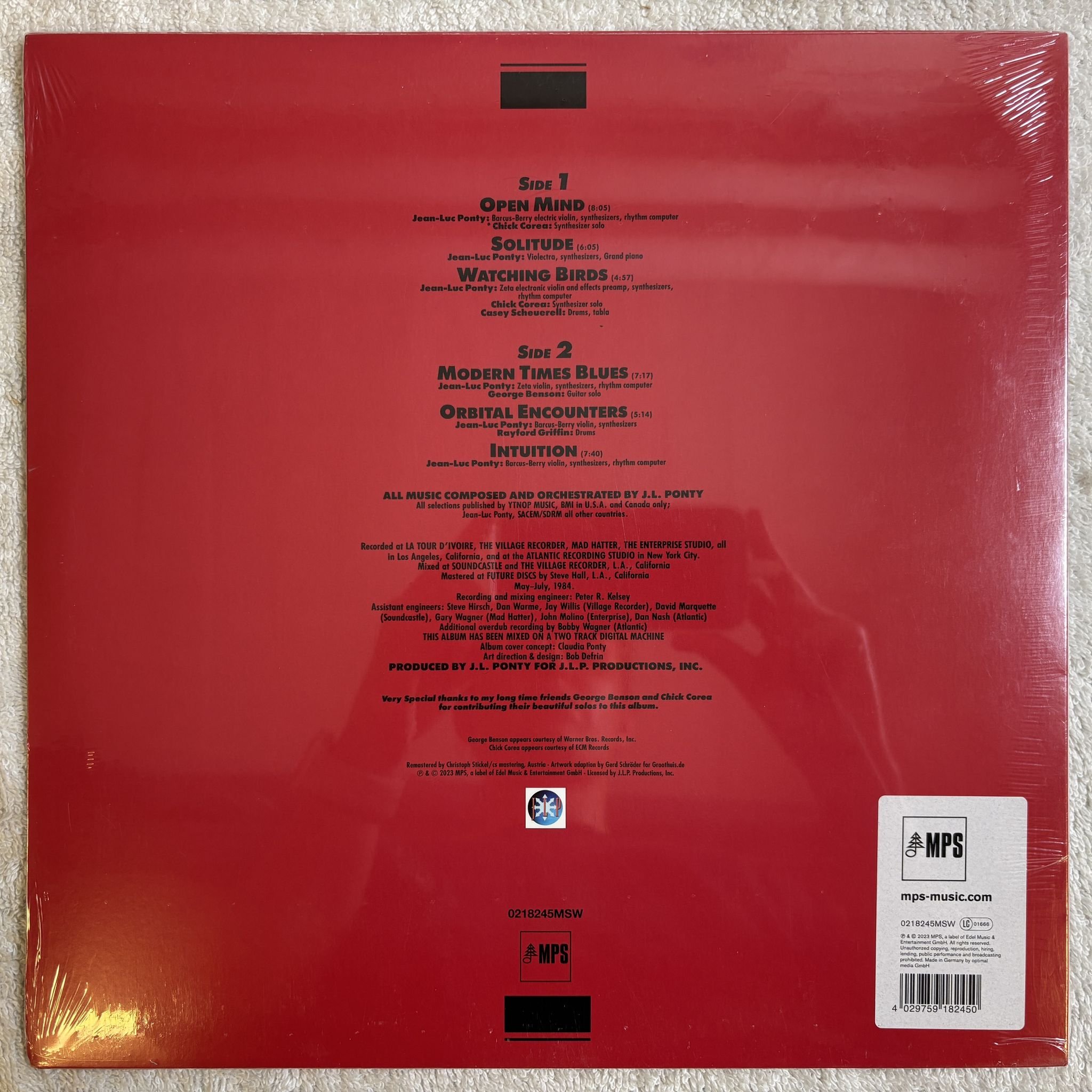 Omslagsbild för skivan JEAN-LUC PONTY Open Mind LP- 2023 MPS Records – 0218245MSW