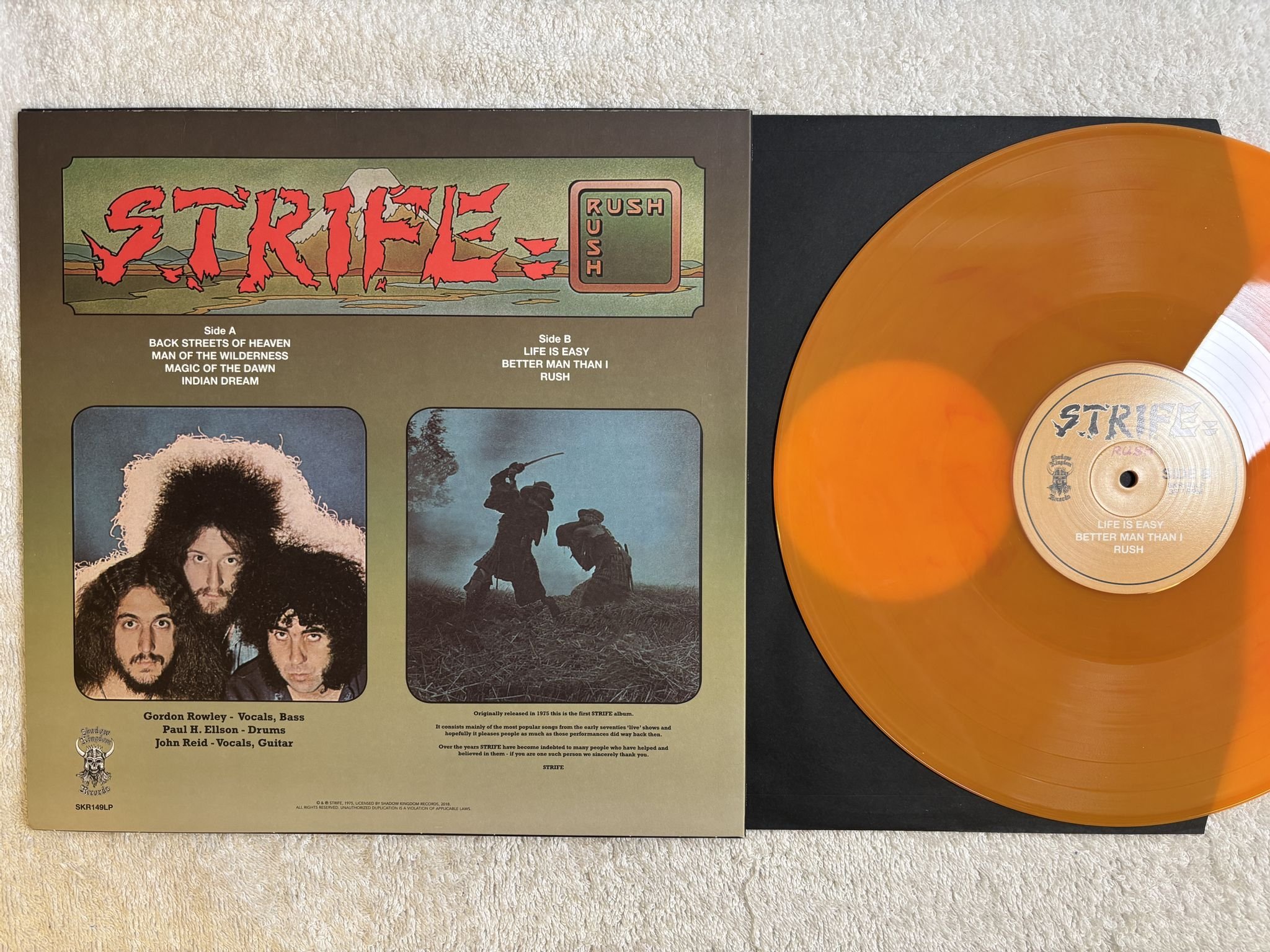 Omslagsbild för skivan STRIFE Rush LP- 2018 Shadow Kingdom Records SKR149LP