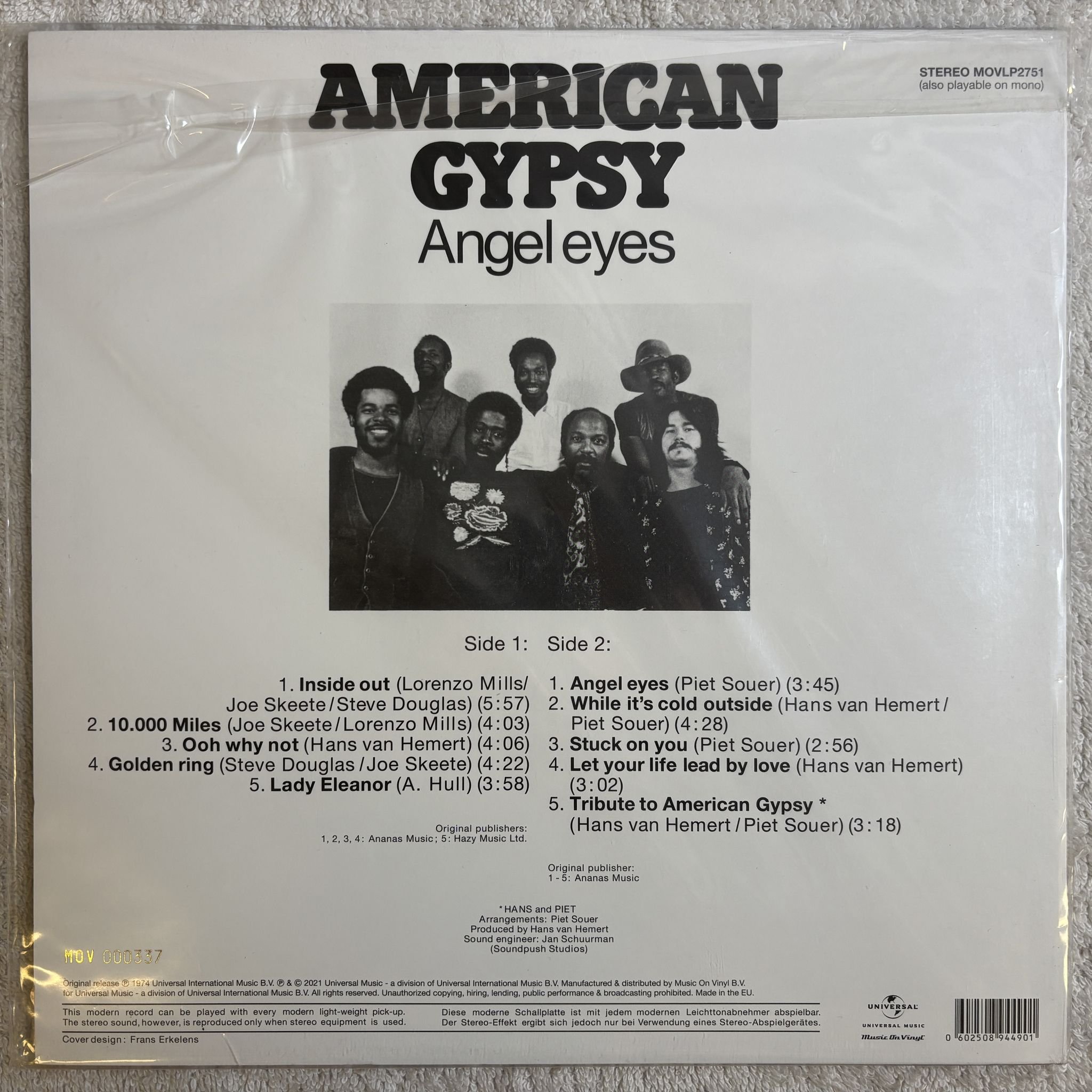 Omslagsbild för skivan AMERICAN GYPSY Angel Eyes LP- 2021 Music On Vinyl MOVLP2751