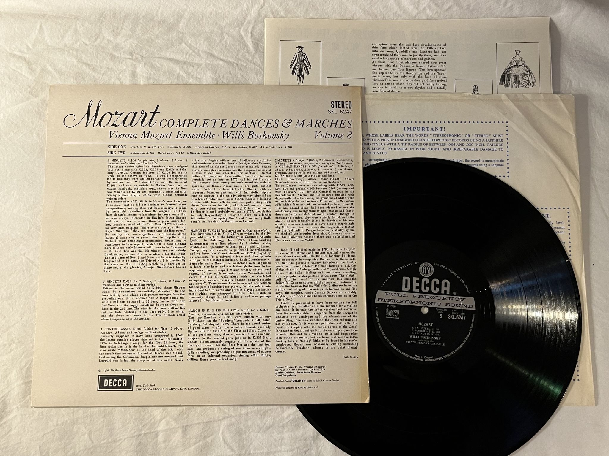 Omslagsbild för skivan WILLI BOSKOVSKY Mozart: Complete dances & marches vol 8 LP -66 UK DECCA SXL 6247