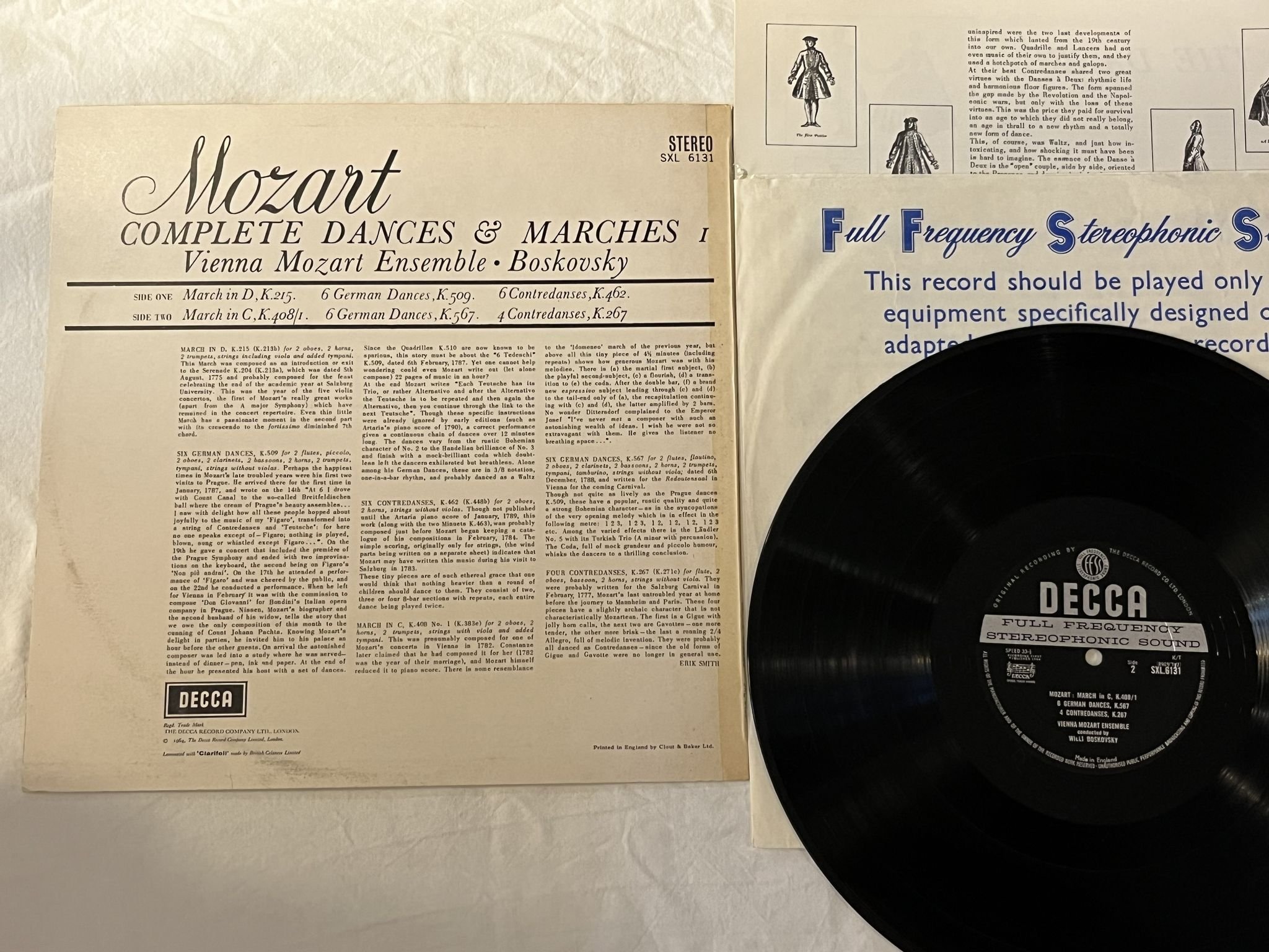 Omslagsbild för skivan WILLI BOSKOVSKY Mozart: Complete dances & marches vol 1 LP -64 UK DECCA SXL 6131