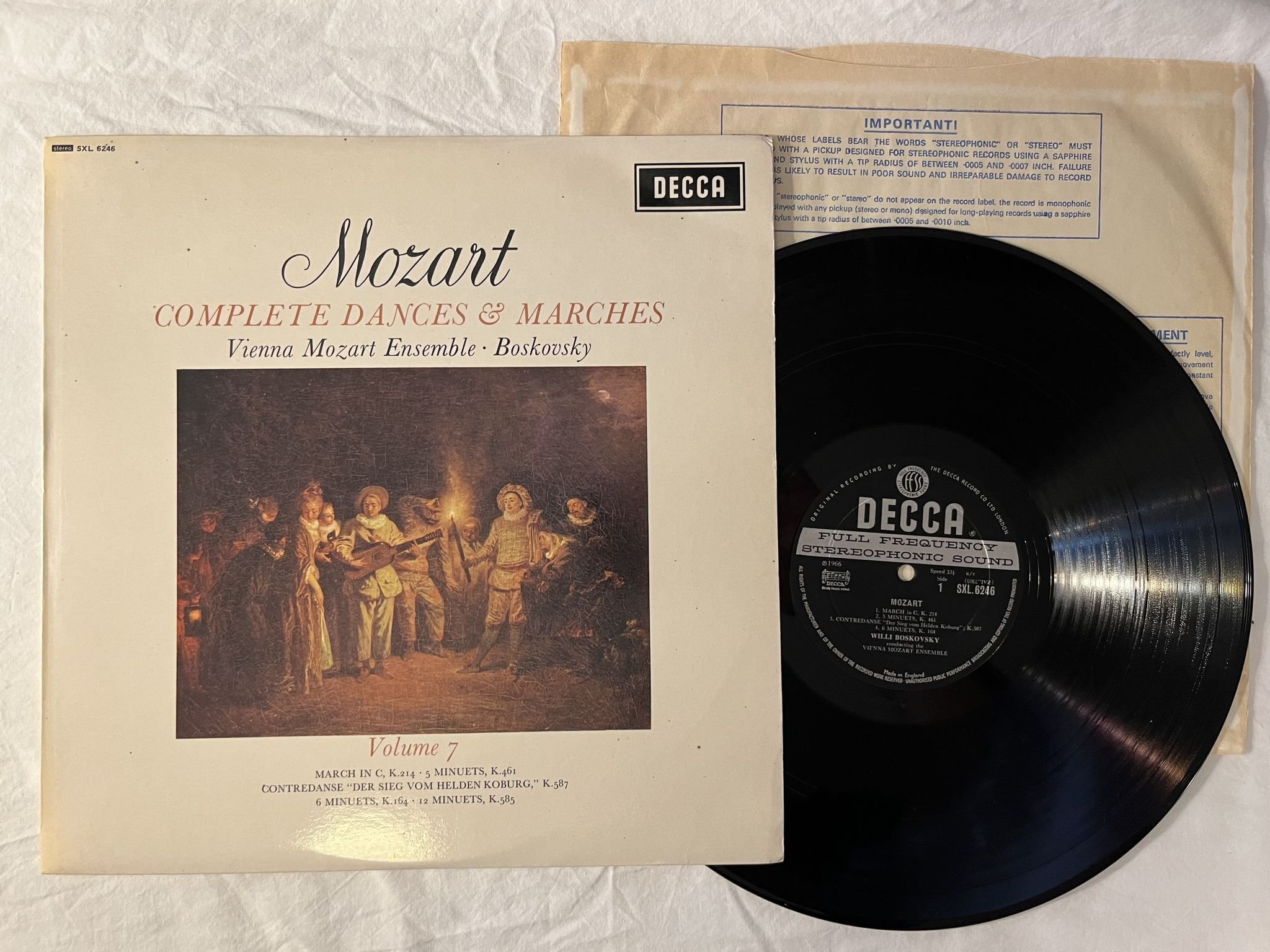 Omslagsbild för skivan WILLI BOSKOVSKY Mozart: Complete dances & marches vol 7 LP -66 UK DECCA SXL 6246