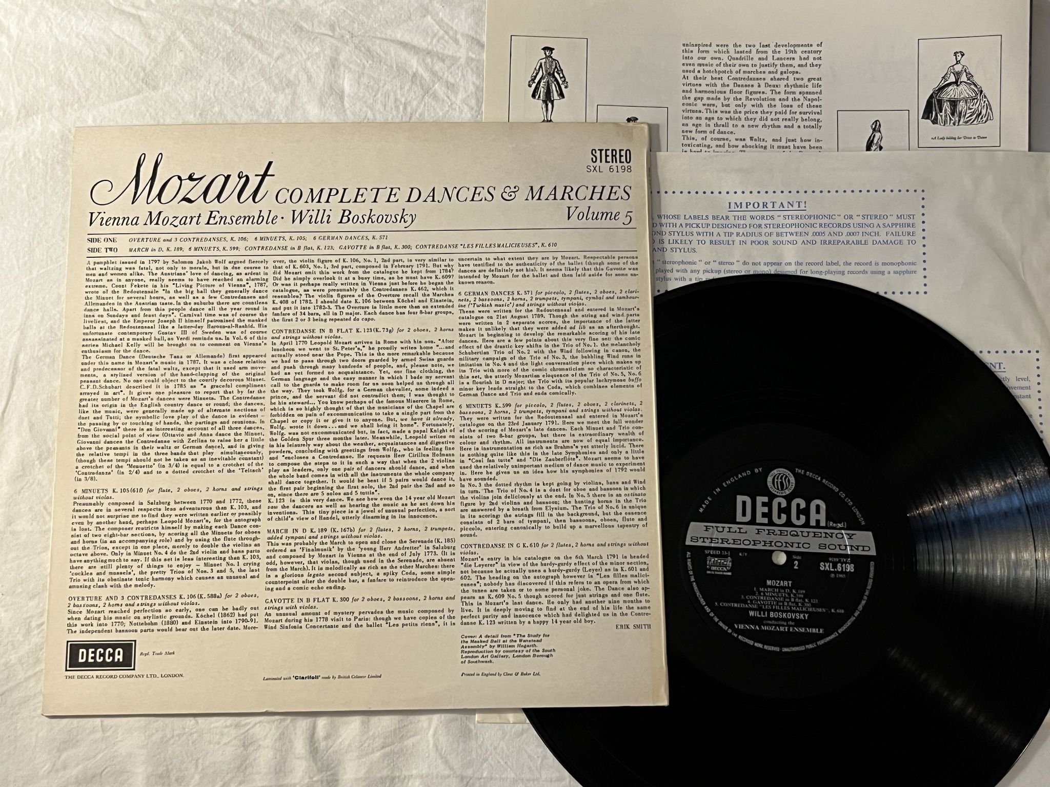 Omslagsbild för skivan WILLI BOSKOVSKY Mozart: Complete dances & marches vol 5 LP -65 UK DECCA SXL 6198
