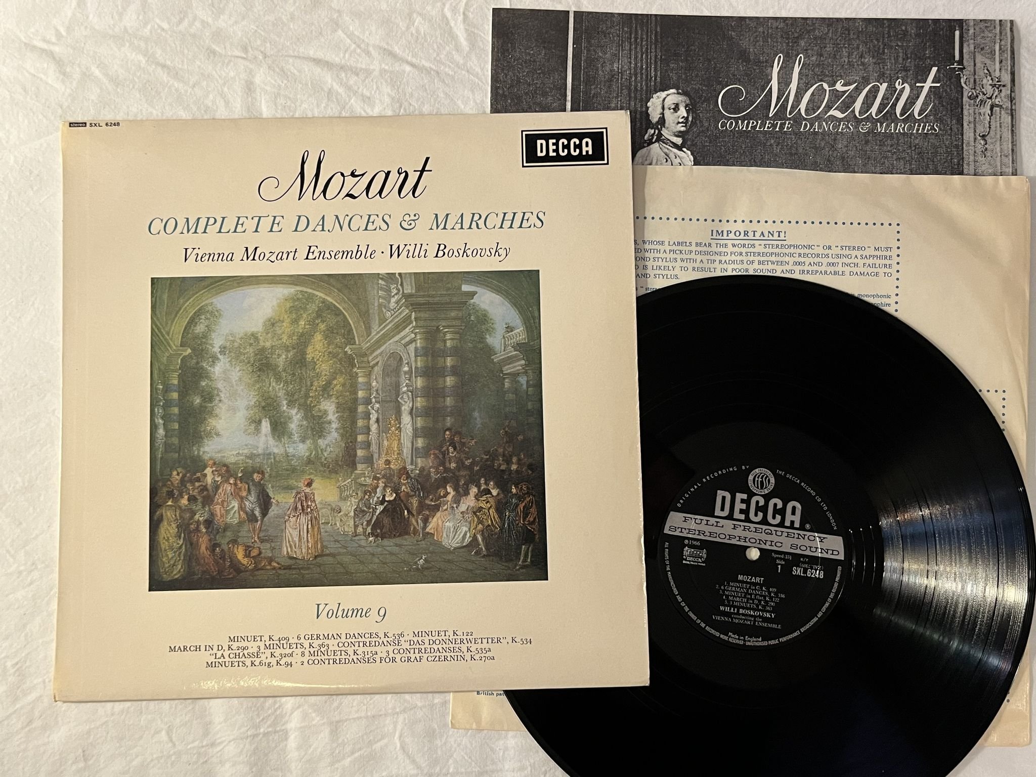 Omslagsbild för skivan WILLI BOSKOVSKY Mozart: Complete dances & marches vol 9 LP -66 UK DECCA SXL 6248
