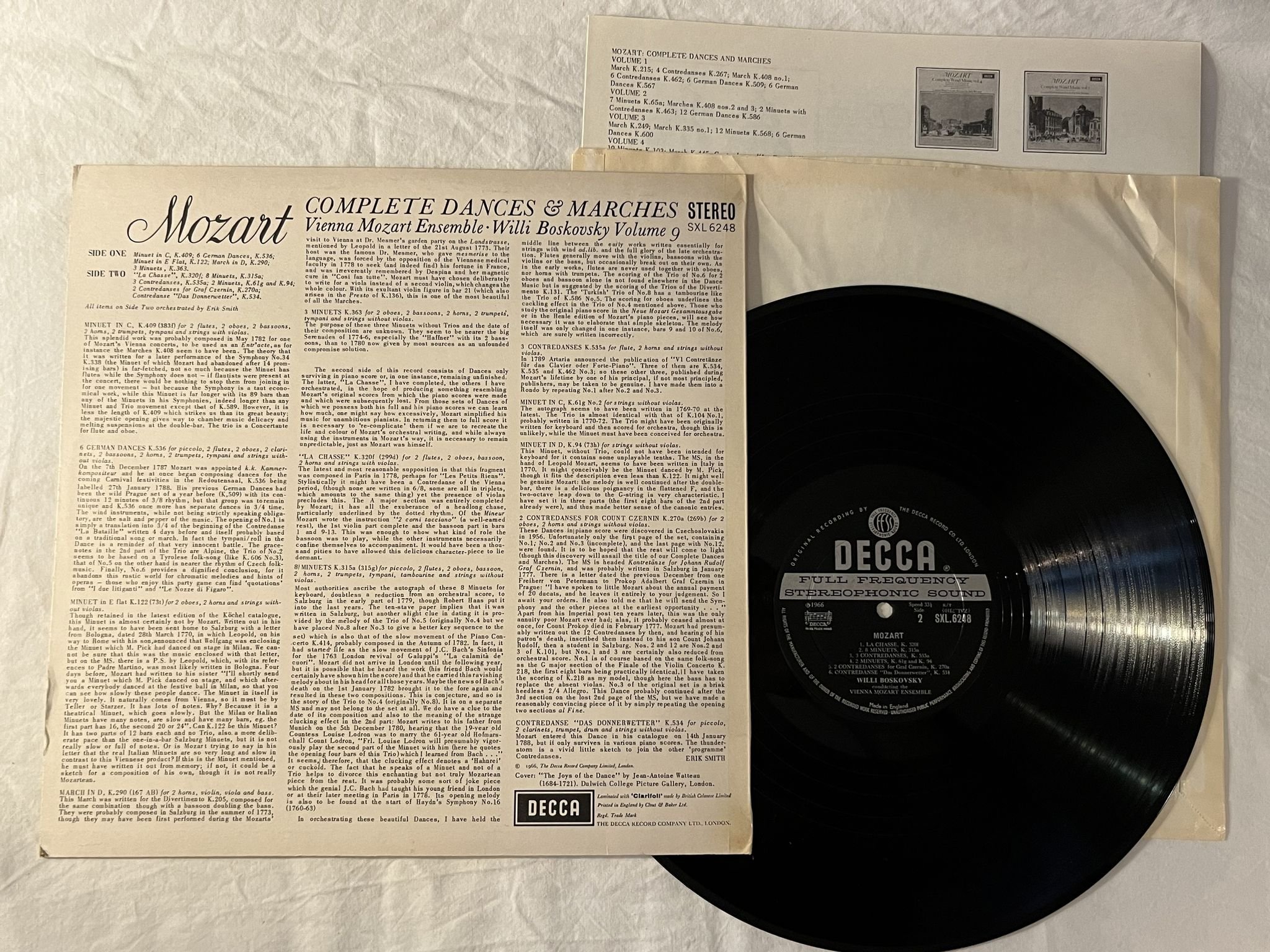 Omslagsbild för skivan WILLI BOSKOVSKY Mozart: Complete dances & marches vol 9 LP -66 UK DECCA SXL 6248