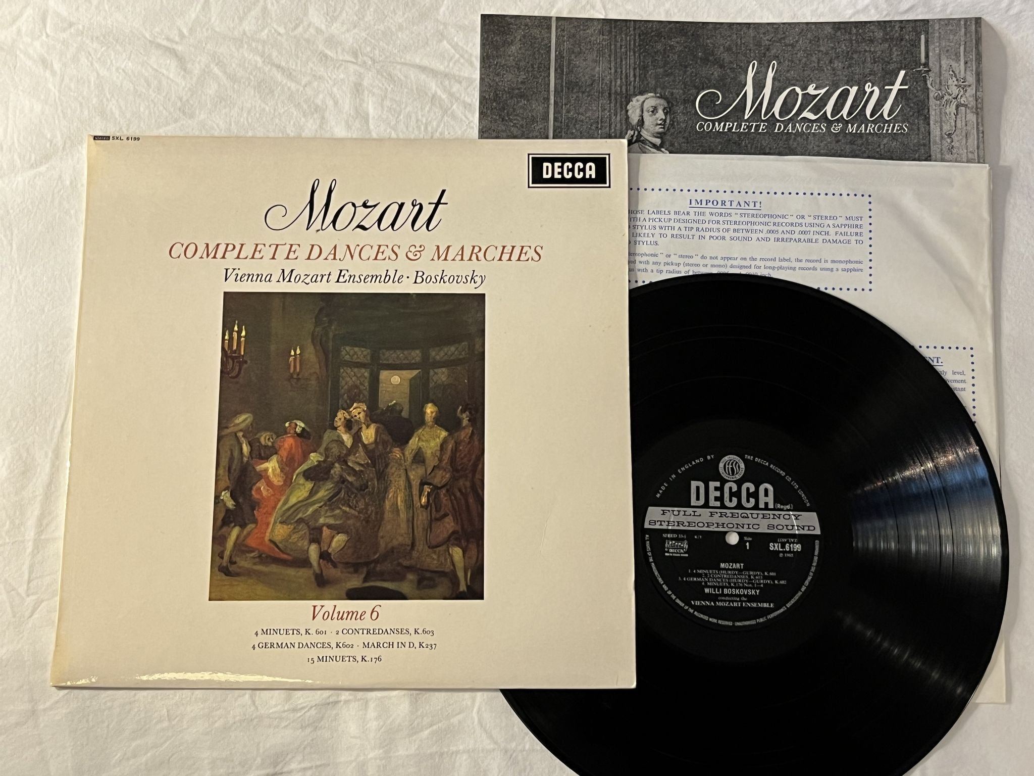 Omslagsbild för skivan WILLI BOSKOVSKY Mozart: Complete dances & marches vol 6 LP -65 UK DECCA SXL 6199