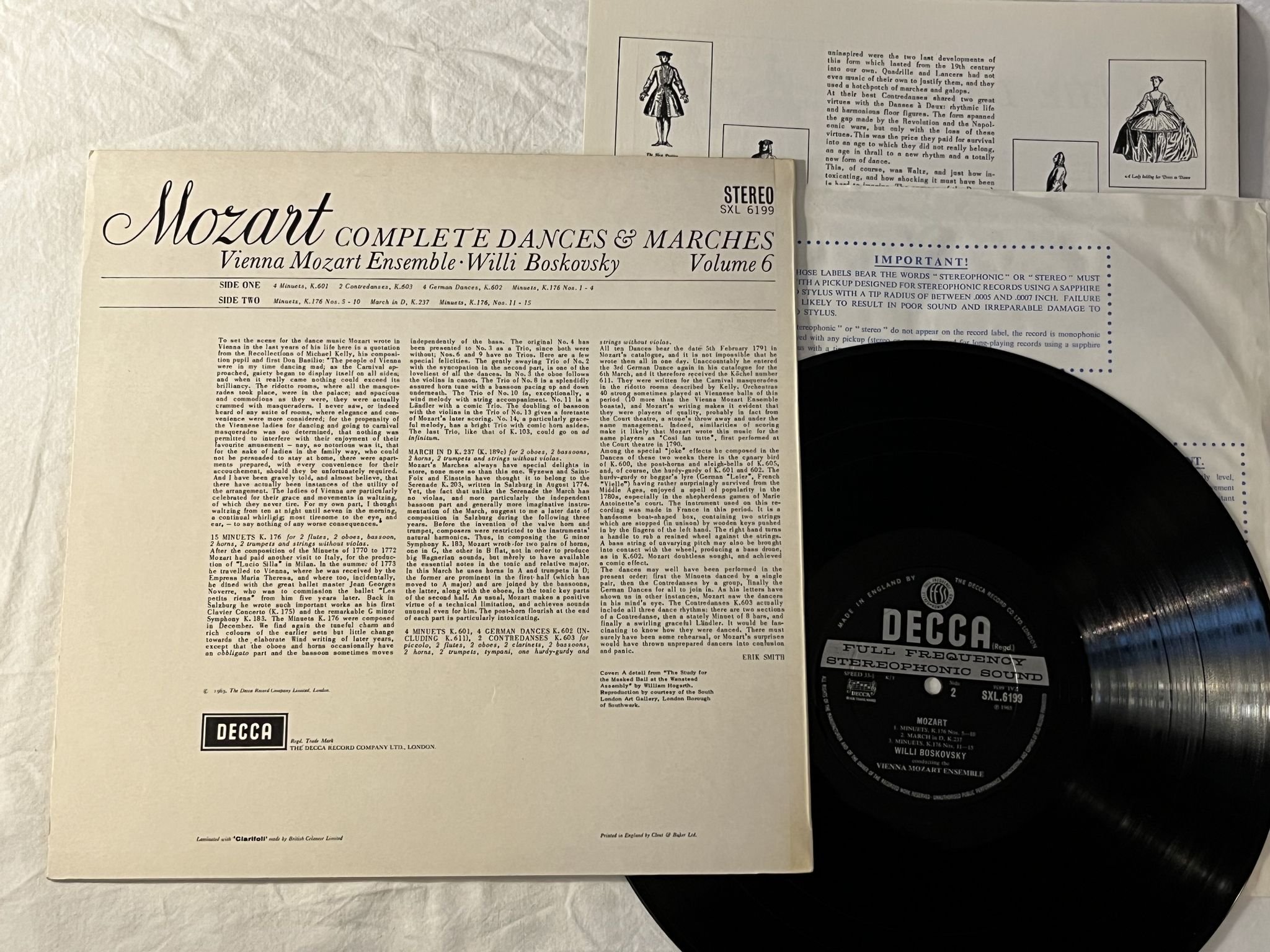 Omslagsbild för skivan WILLI BOSKOVSKY Mozart: Complete dances & marches vol 6 LP -65 UK DECCA SXL 6199