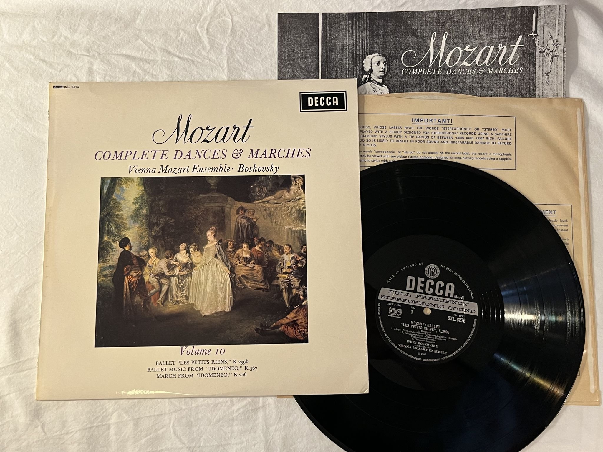 Omslagsbild för skivan WILLI BOSKOVSKY Mozart: Complete dances & marches vol 10 LP 67 UK DECCA SXL 6275