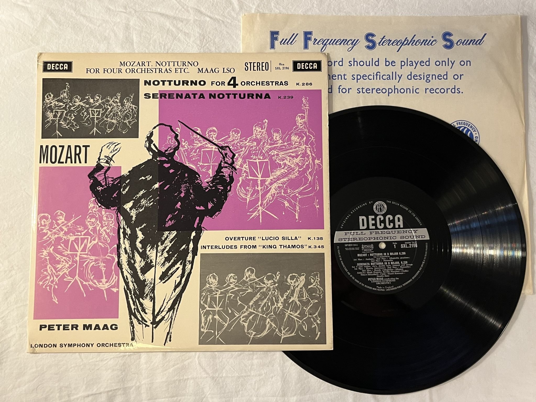 Omslagsbild för skivan PETER MAAG Mozart: notturno LP -60 UK DECCA SXL 2196 *** Rare ***