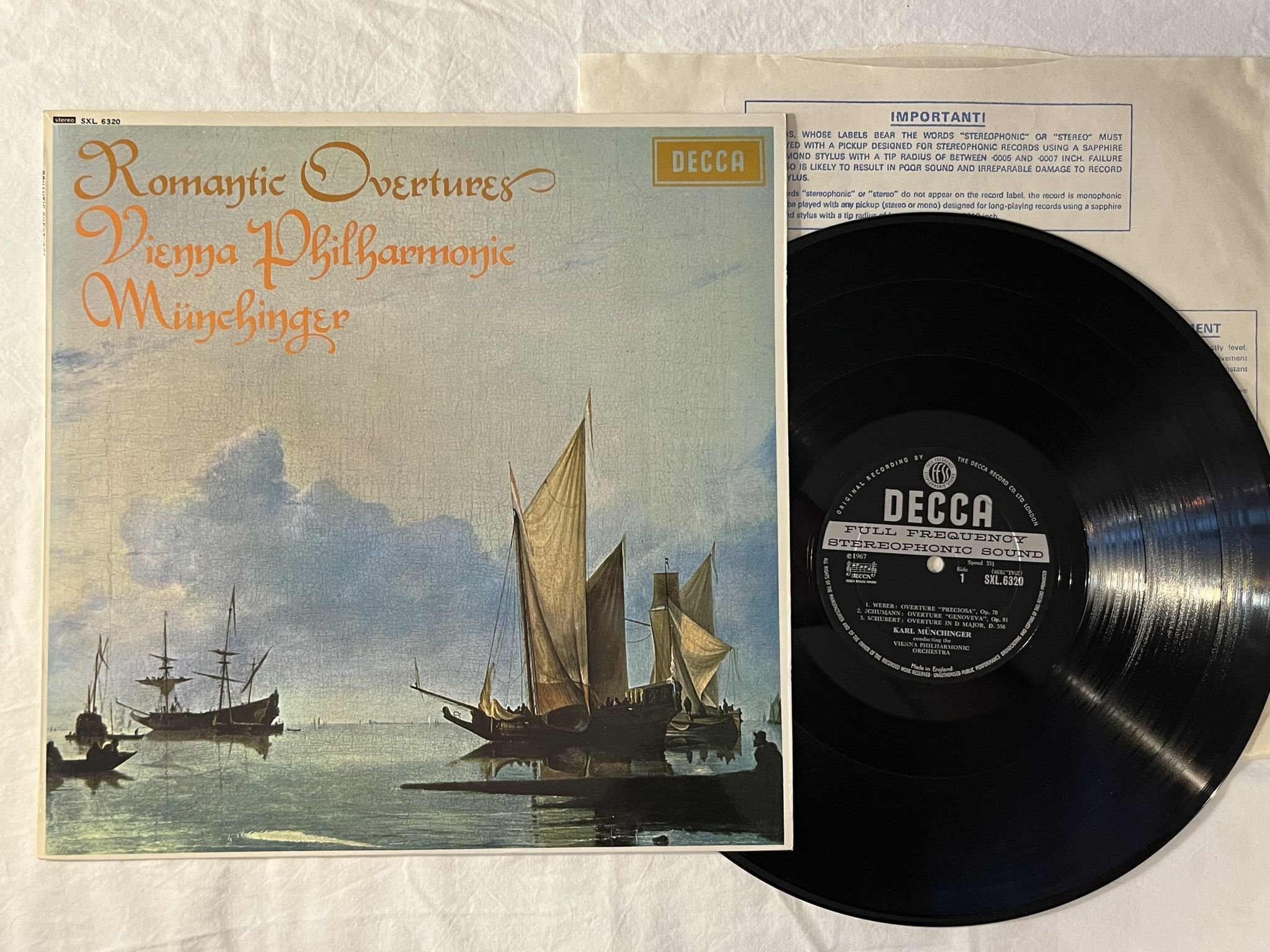 Omslagsbild för skivan KARL MUNCHINGER romantic overtures LP -67 UK DECCA SXL 6320