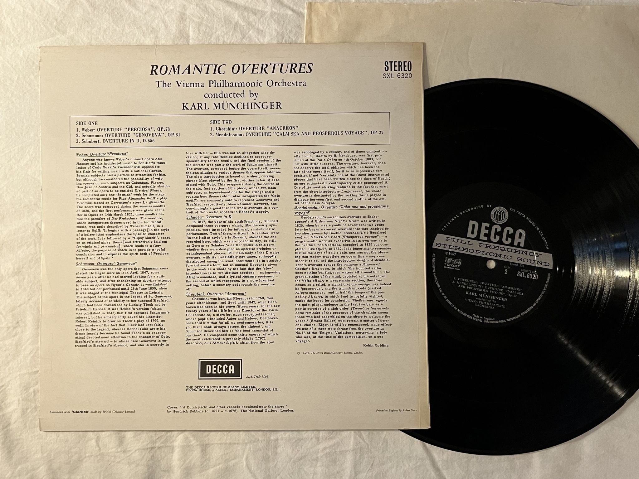 Omslagsbild för skivan KARL MUNCHINGER romantic overtures LP -67 UK DECCA SXL 6320