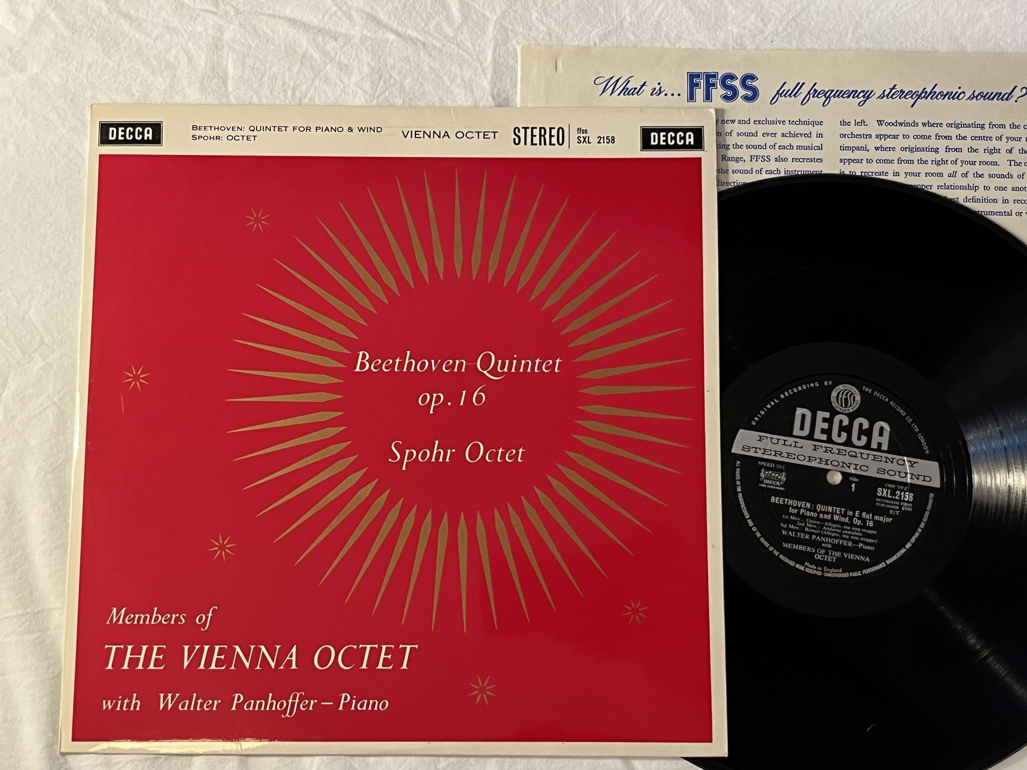 Omslagsbild för skivan VIENNA OCTET Beethoven: quintet for piano & wind LP -60 UK DECCA SXL 2158