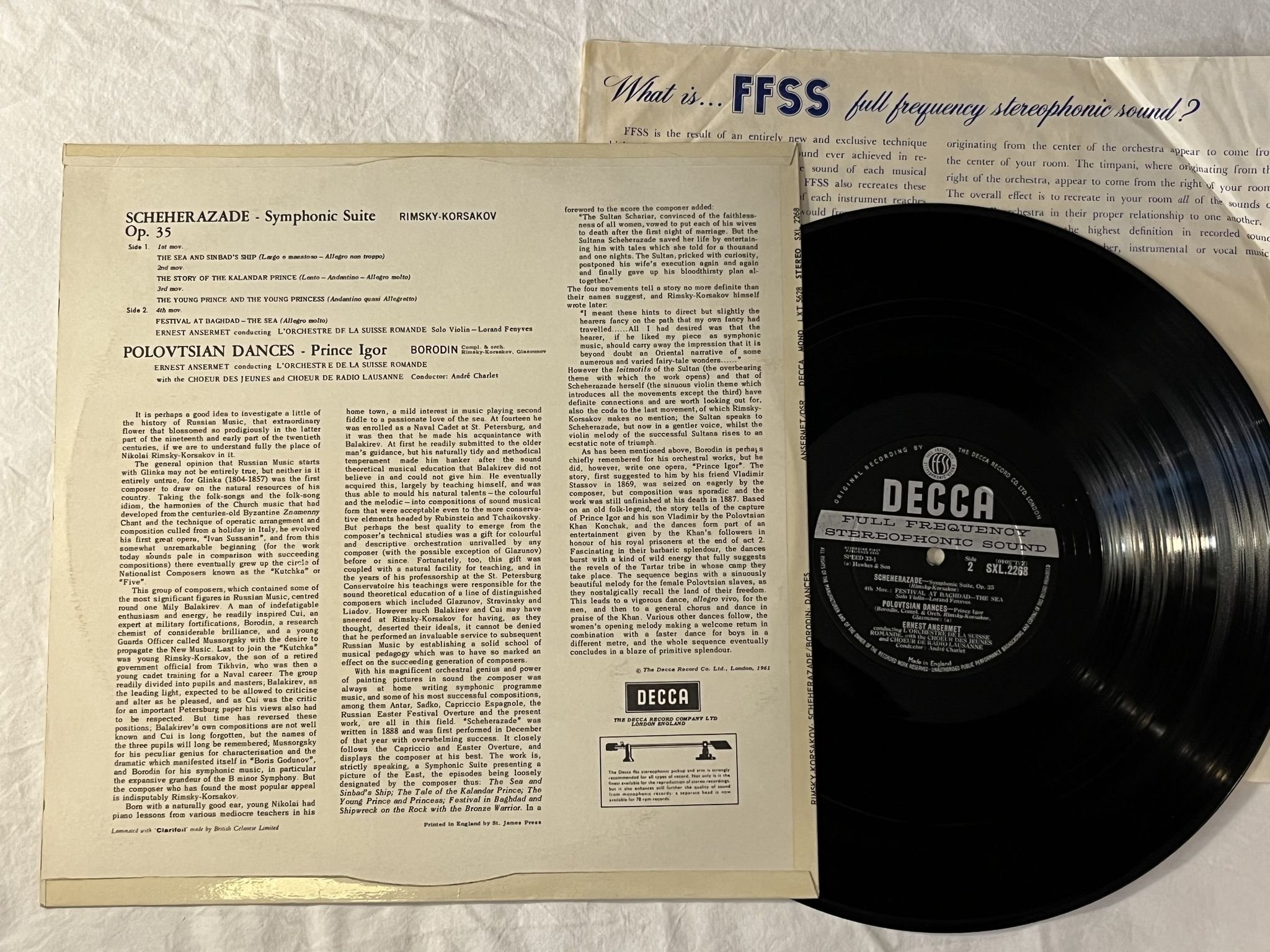 Omslagsbild för skivan ANSERMET Rimsky-Korsakov: Scheherazade LP -61 UK DECCA SXL 2268