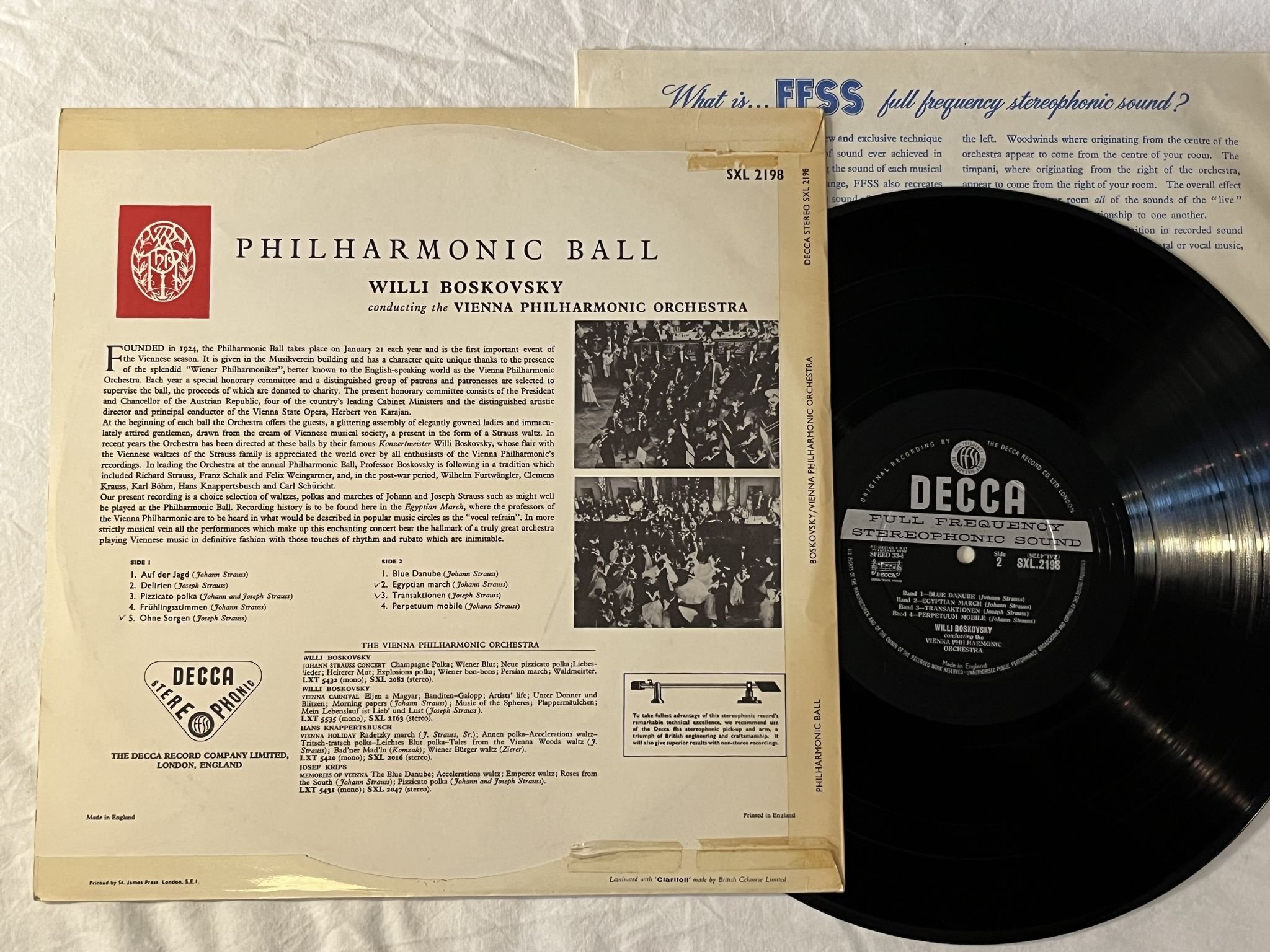 Omslagsbild för skivan WILLI BOSKOVSKY / VPO Strauss: Philharmonic Ball LP -60 UK DECCA SXL 2198
