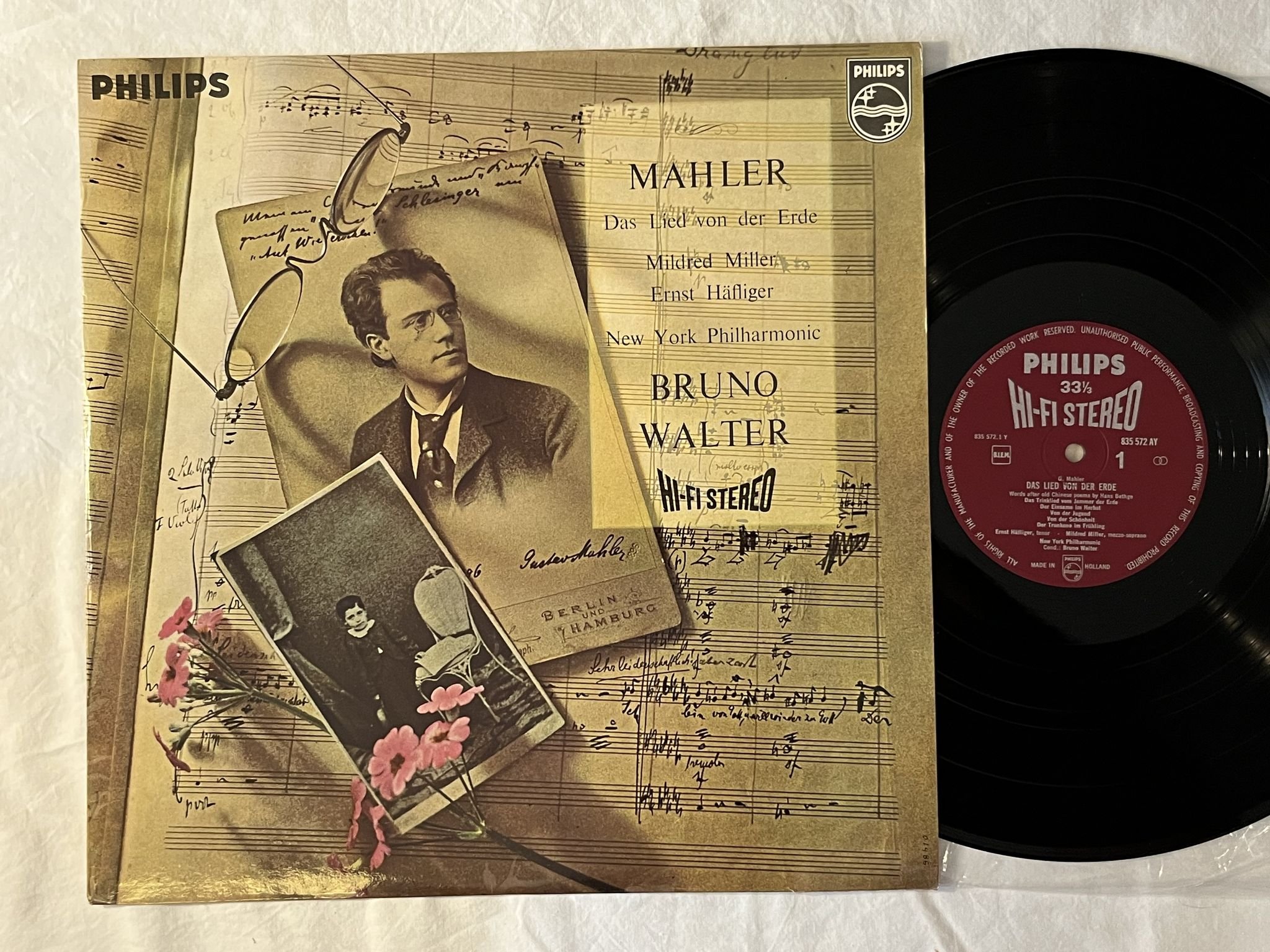 Omslagsbild för skivan BRUNO WALTER Mahler: Das Lied Von Der Erde LP -60 Hol PHILIPS 835572 AY HiFi