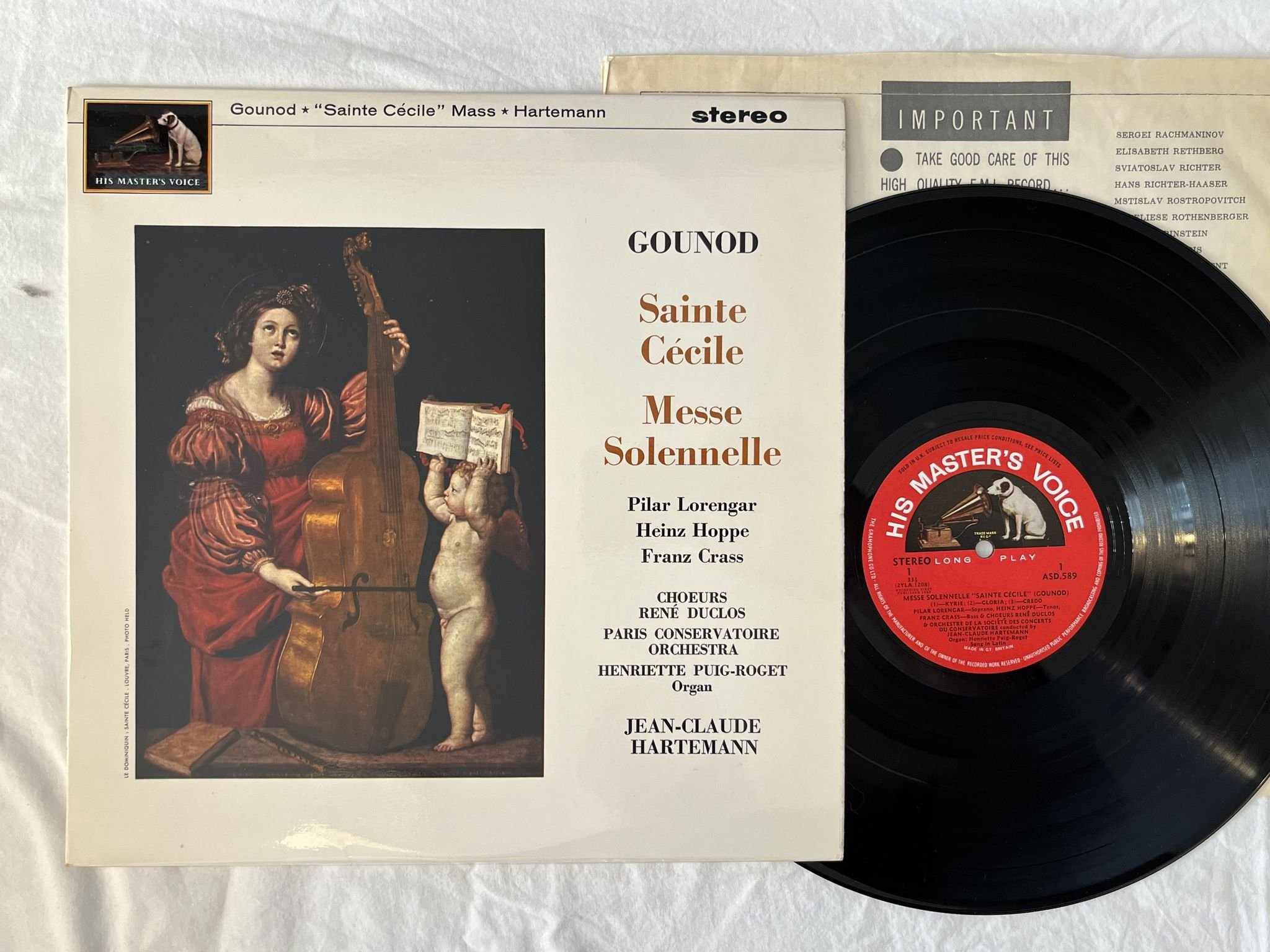 Omslagsbild för skivan HARTEMANN Gounod: sainte Cecile LP UK HMV ASD 589 S/C