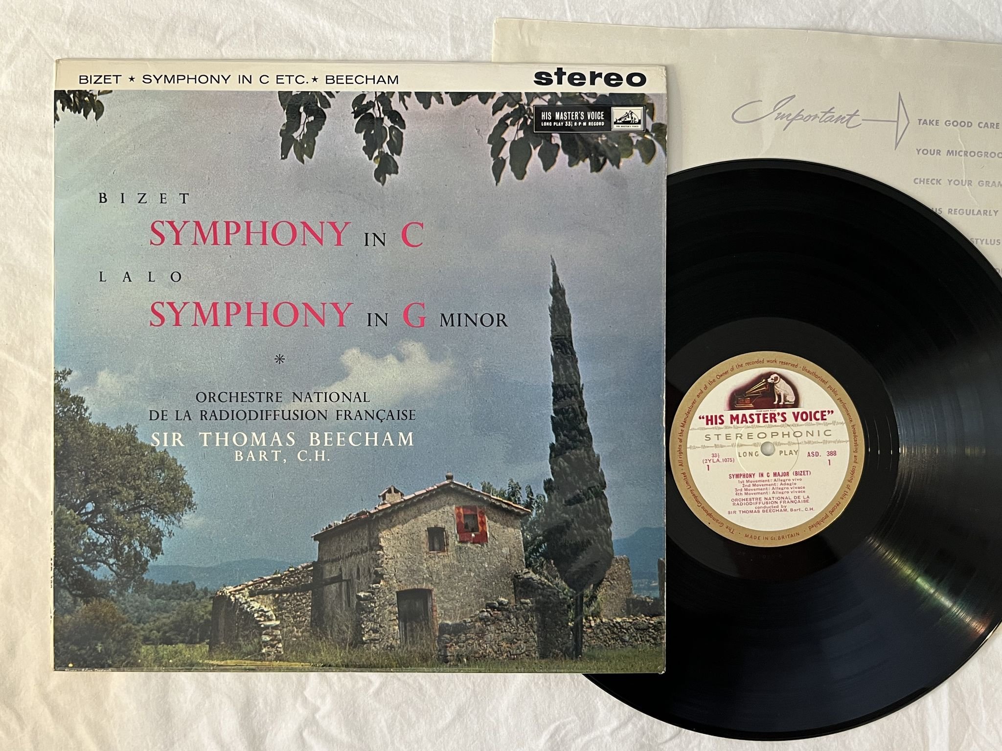 Omslagsbild för skivan BEECHAM Bizet: Symphony in C LP -59 UK HMV ASD 388 G/C LABELS