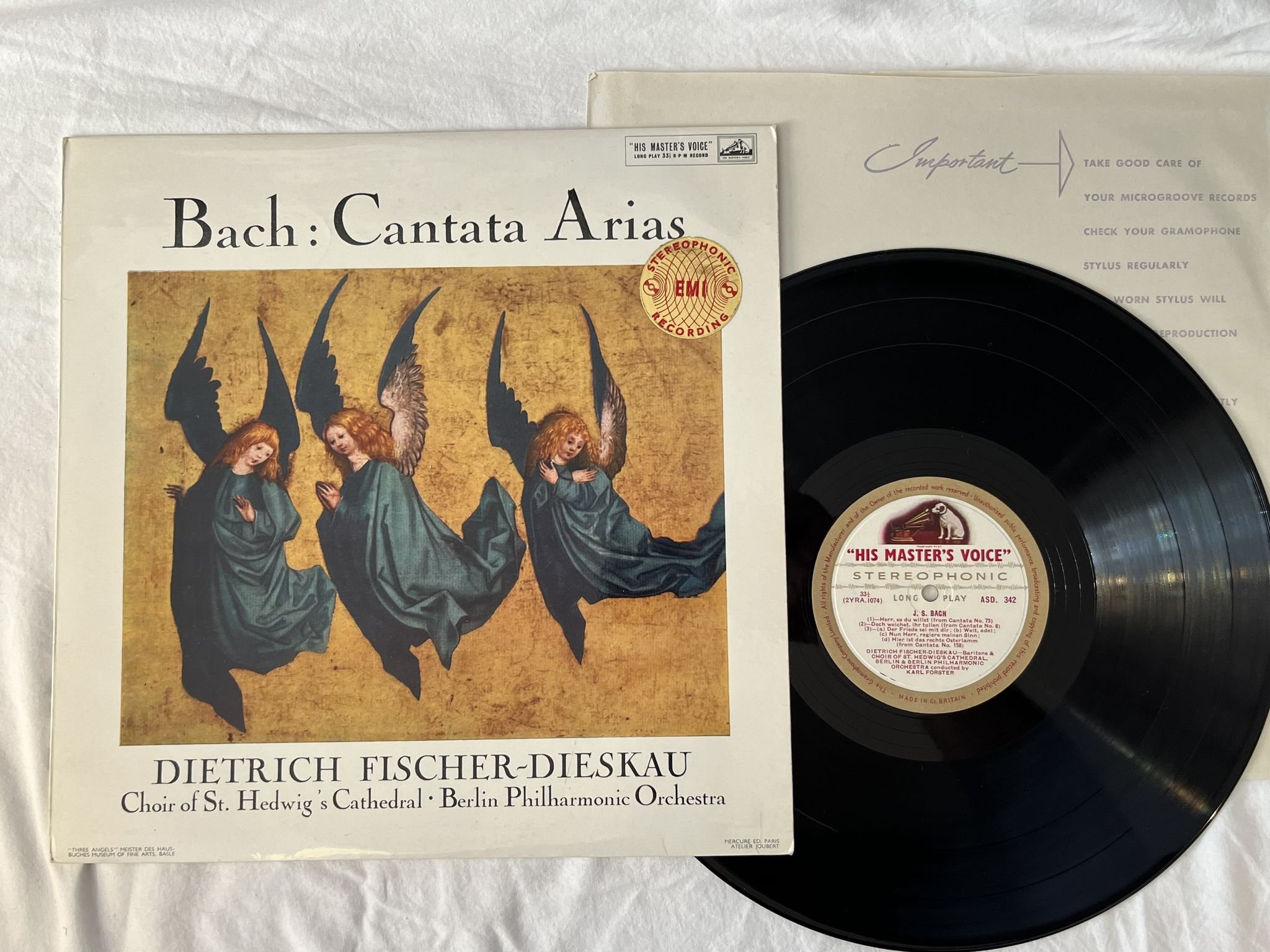 Omslagsbild för skivan FISCHER-DIESKAU Bach: Cantata Arias LP -59 UK HMV ASD 342 G/C LABELS