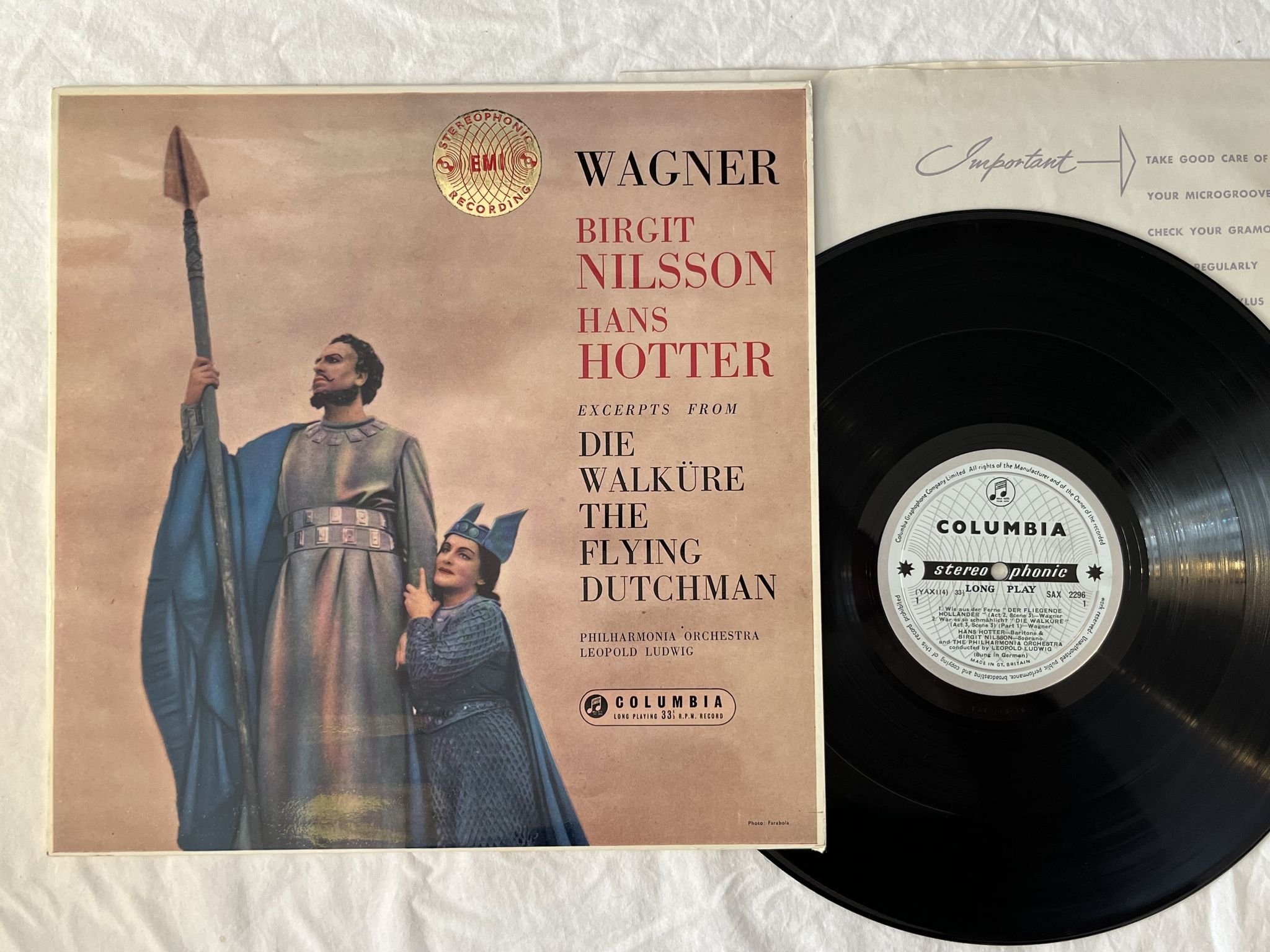 Omslagsbild för skivan BIRGIT NILSSON Wagner: die walküre ... LP -58 UK COLUMBIA SAX 2296 B/S LABELS