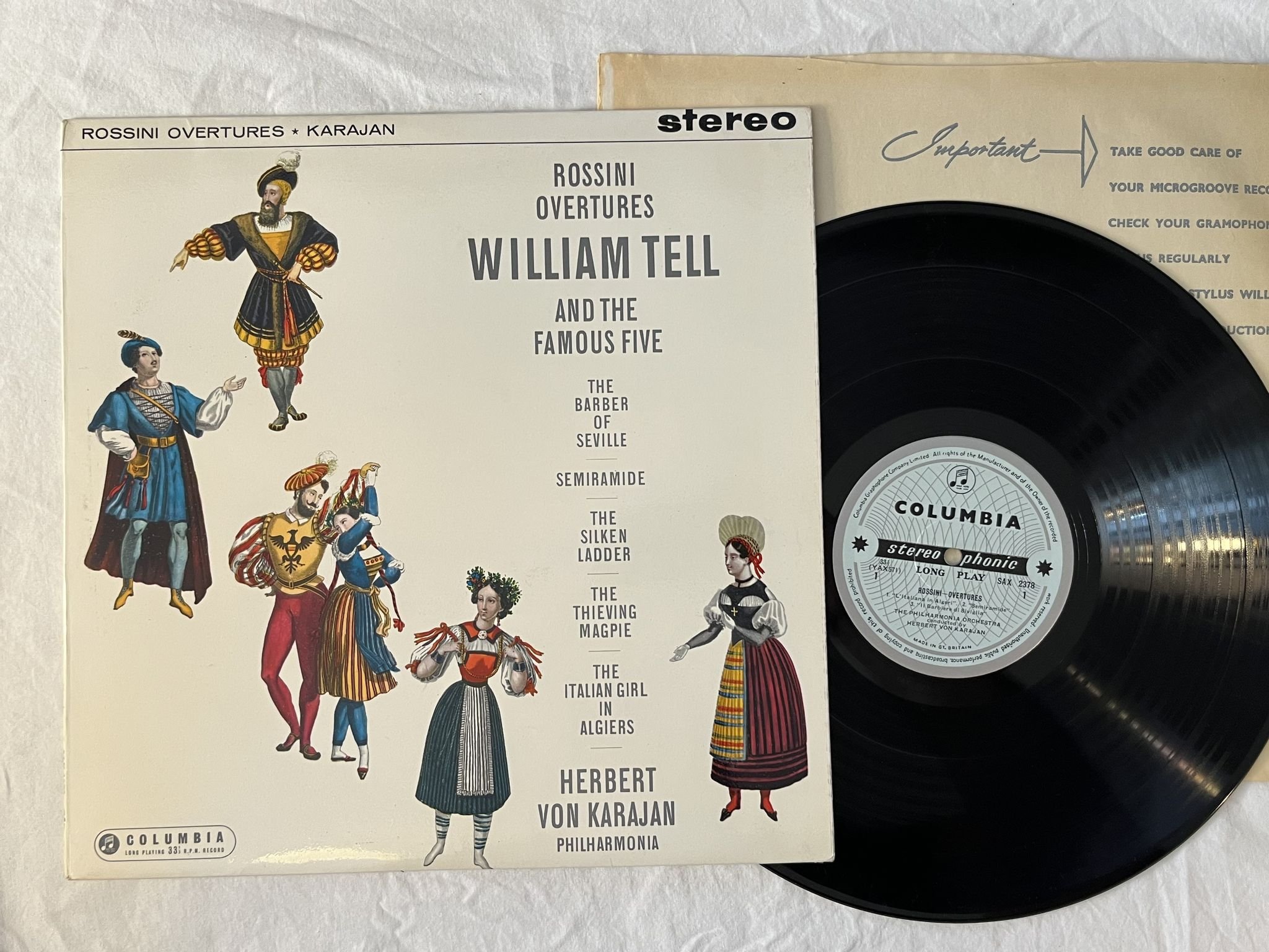 Omslagsbild för skivan KARAJAN Rossini: overtures LP -61 UK COLUMBIA SAX 2378 B/S LABELS