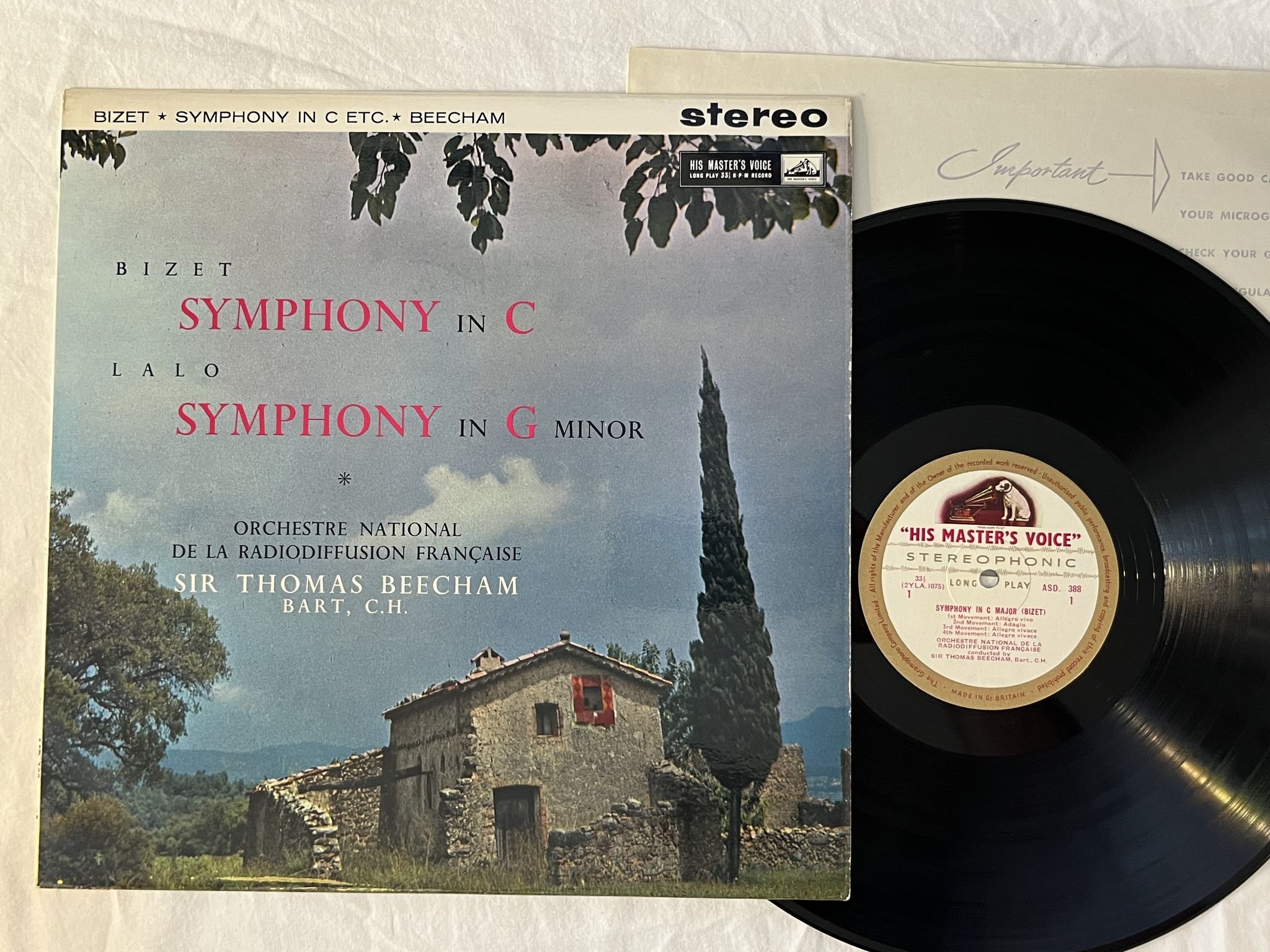 Omslagsbild för skivan BEECHAM Bizet: symphony in C etc. LP -61 UK HMV ASD 388 G/C LABELS