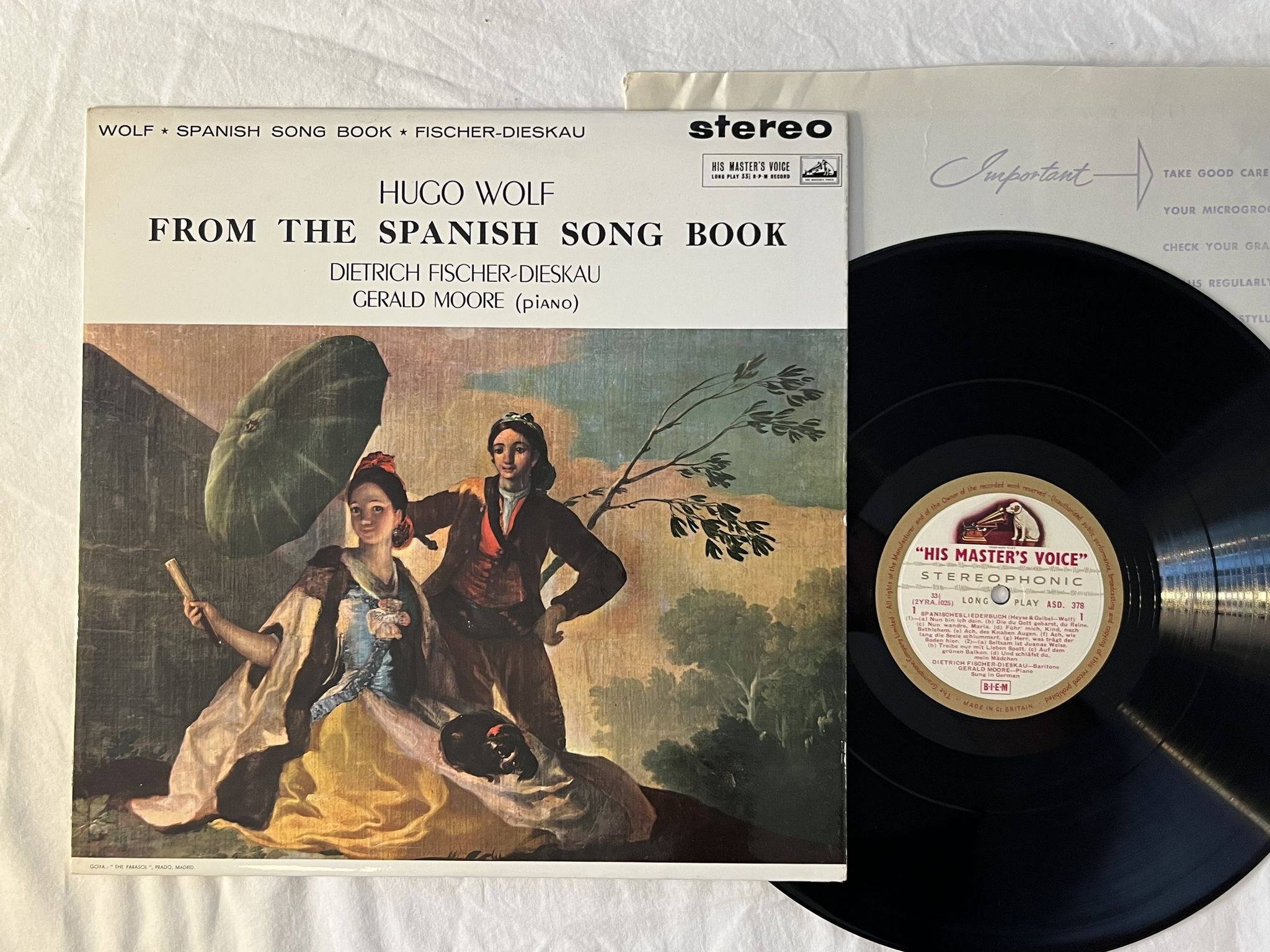 Omslagsbild för skivan GERALD MOORE Wolf: spanish song book LP -60 UK HMV ASD 378 G/C LABELS