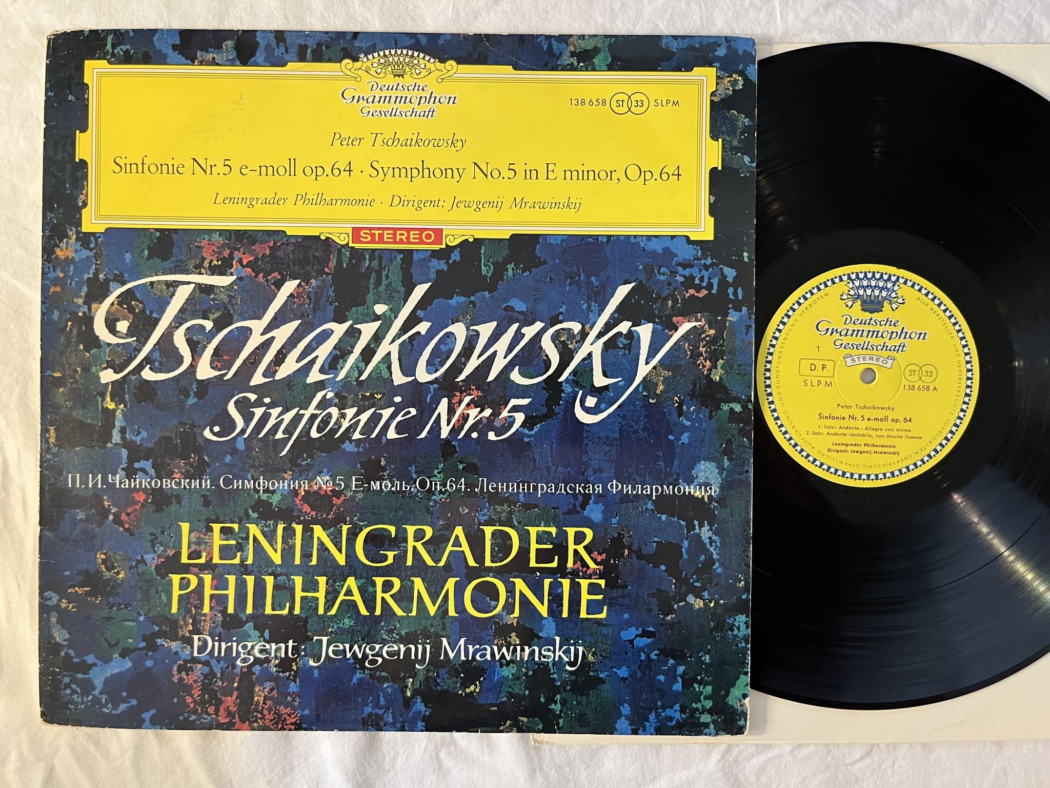 Omslagsbild för skivan MRAWINSKIJ Tchaikowsky: Sinfonie Nr 5 e-moll op. 64 LP -61 Ger DGG 138 658 SLPM